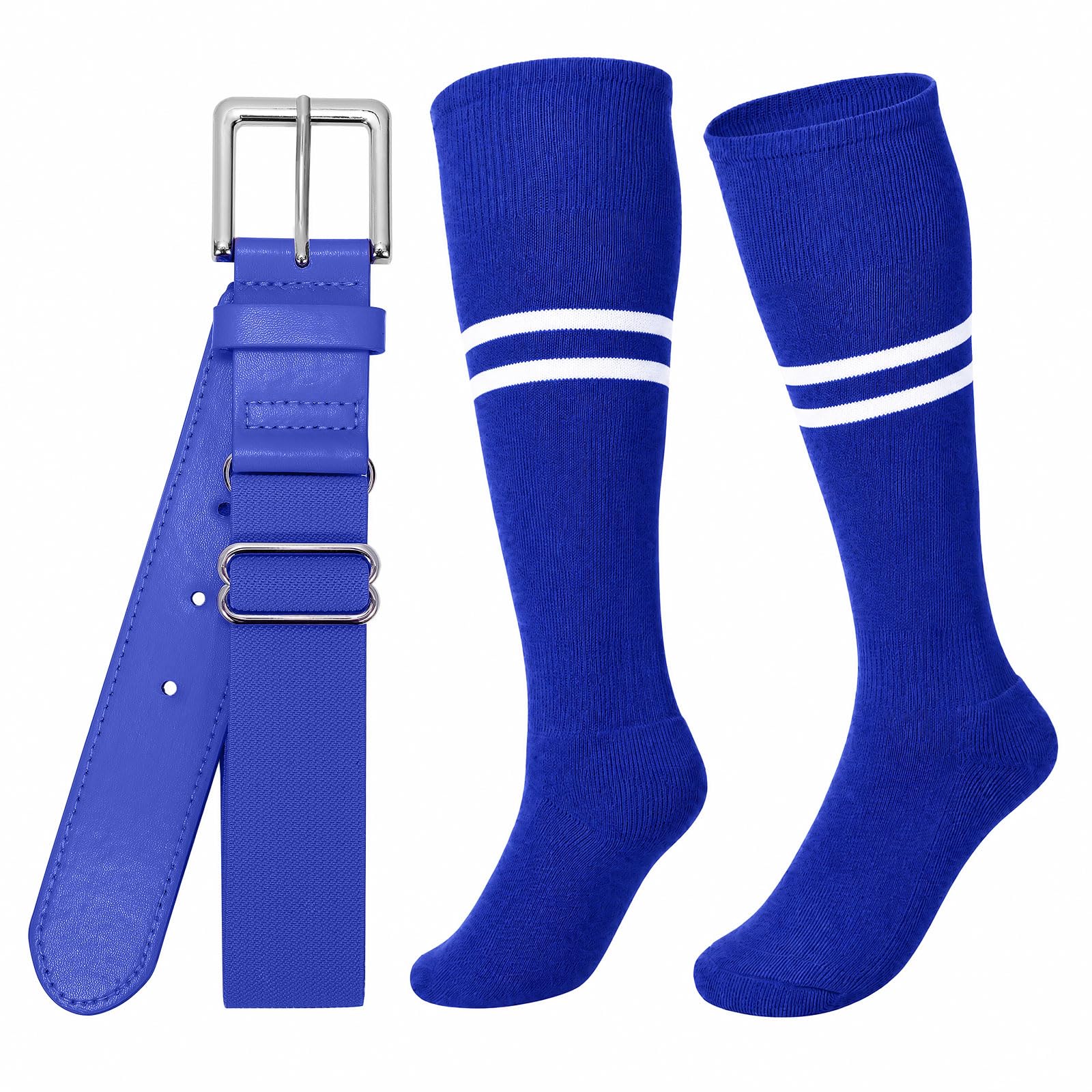 XZQTIVE Baseball Softball Socks and Belt Combo Set Adjustable Softball Socks and Elastic Belt for Kids Youth Adult