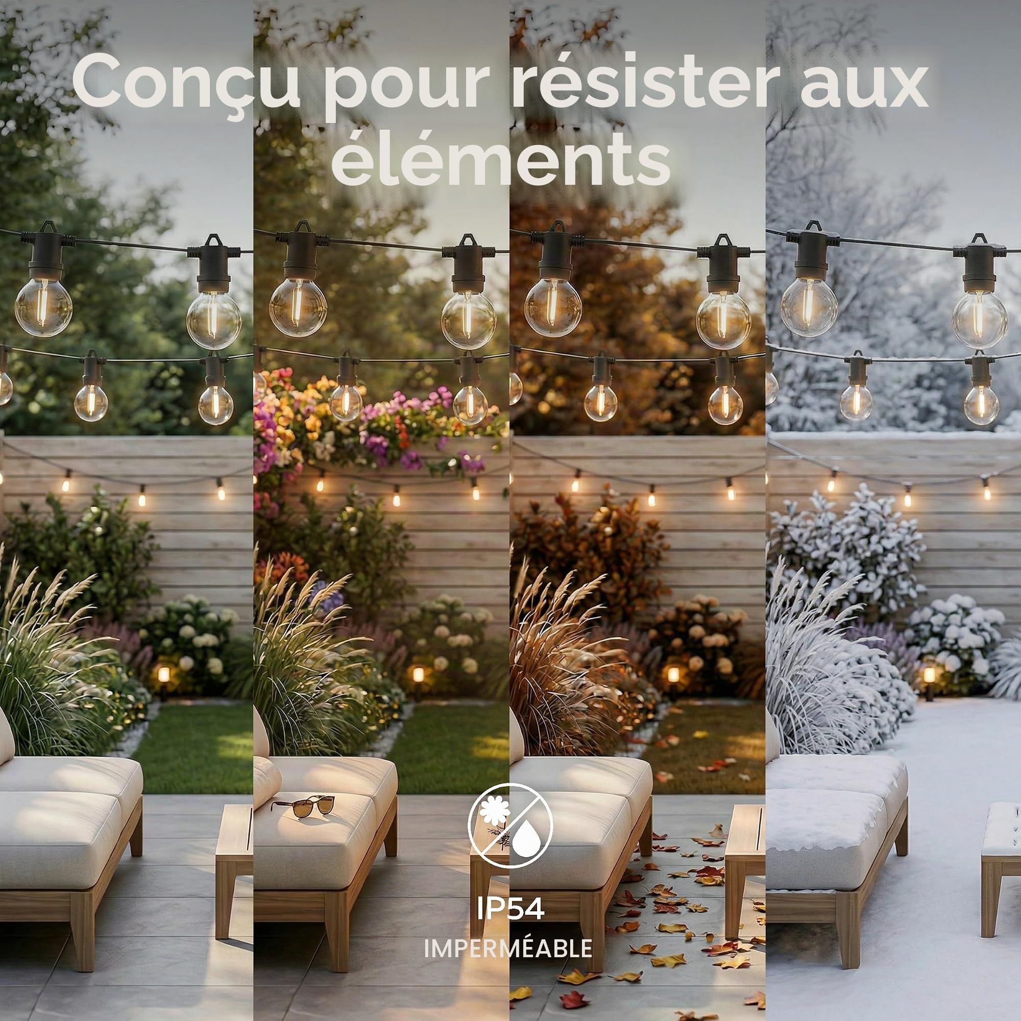 CALEX Vista Guirlande Solaire 10 m/33 pi, Éclairage LED de Jardin, 20 Ampoules, Guirlande Étanche IP44, Éclairage Chaleureux, Télécommande Incluse