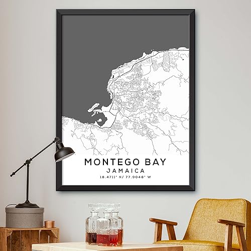 Mapa de Montego Bay, Jamaica, Light 2 (16x20)