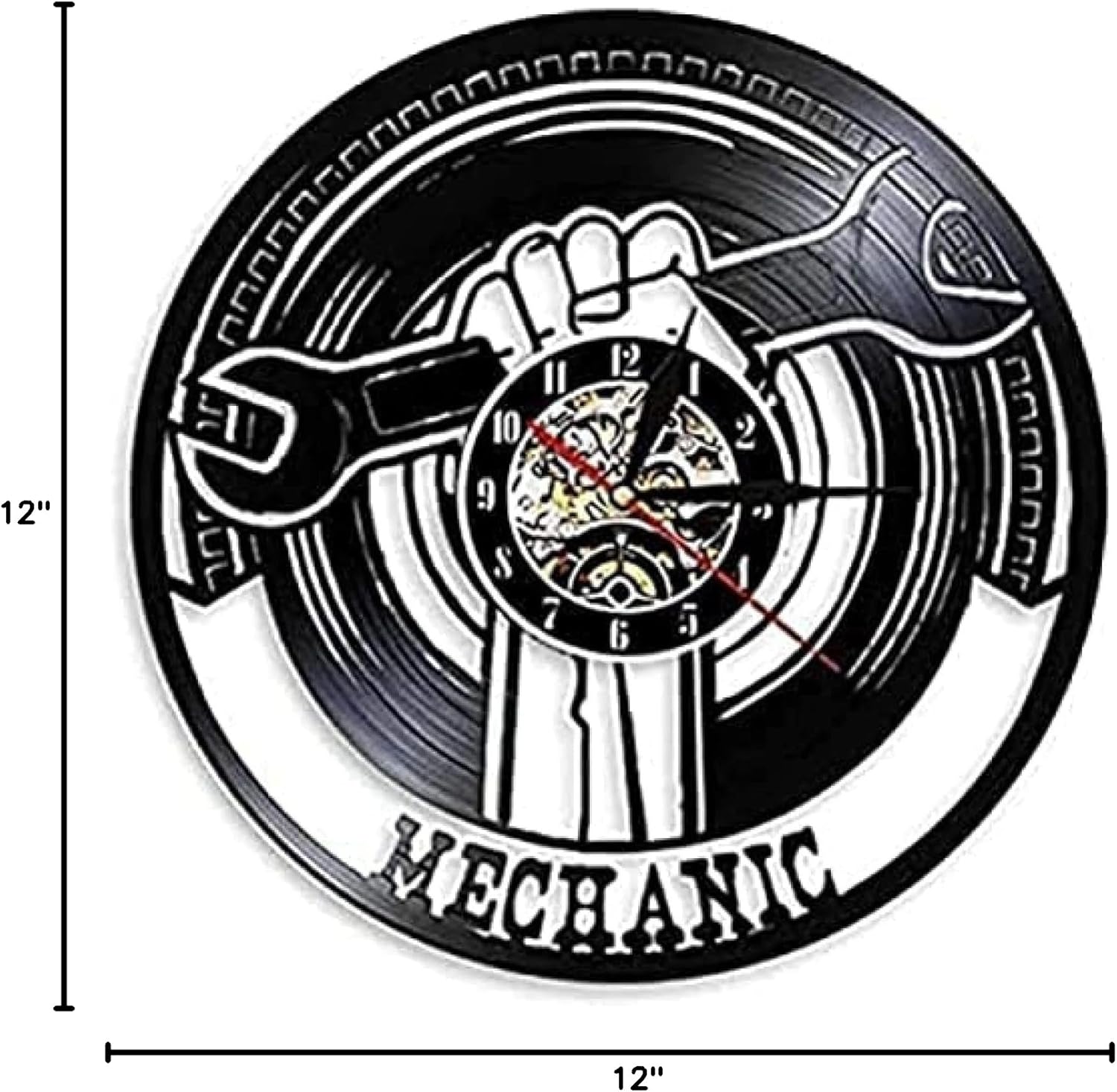 Wall Clock Without Ticking Sound Wall Clock Car Service Wall Clock Decor Black Vinyl Record Clock Machine Service Clocks Car Tool Decorative Wall for Car Service