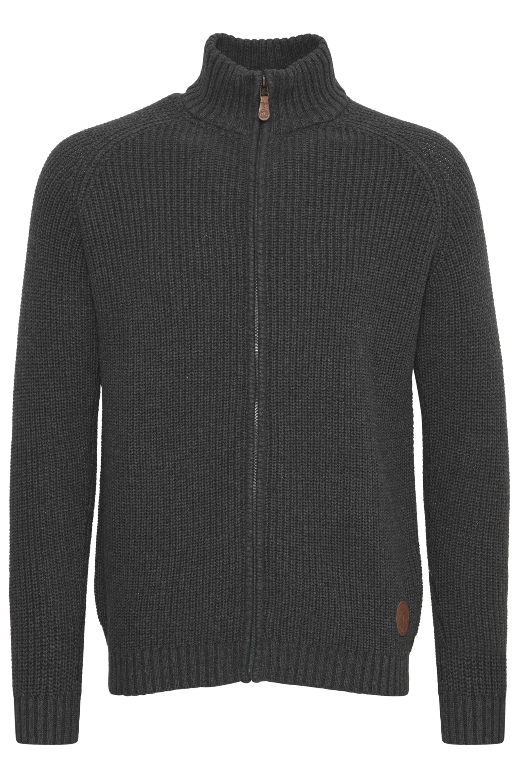 Solid Men's Med Grey M (8254) Xenos Cardigan Chunky Knit Jacket With Funnel Neck Made Of 100% Cotton, Size:xl, Colour: