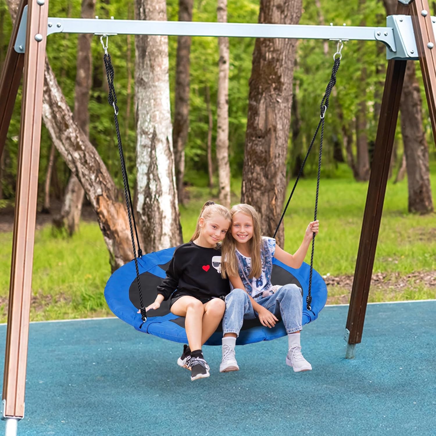 ZENY 48 Inch Sauce Tree Swing for Kids Adults, Round Swing Platform for Outdoor, Playground, Adjustable Hanging Ropes