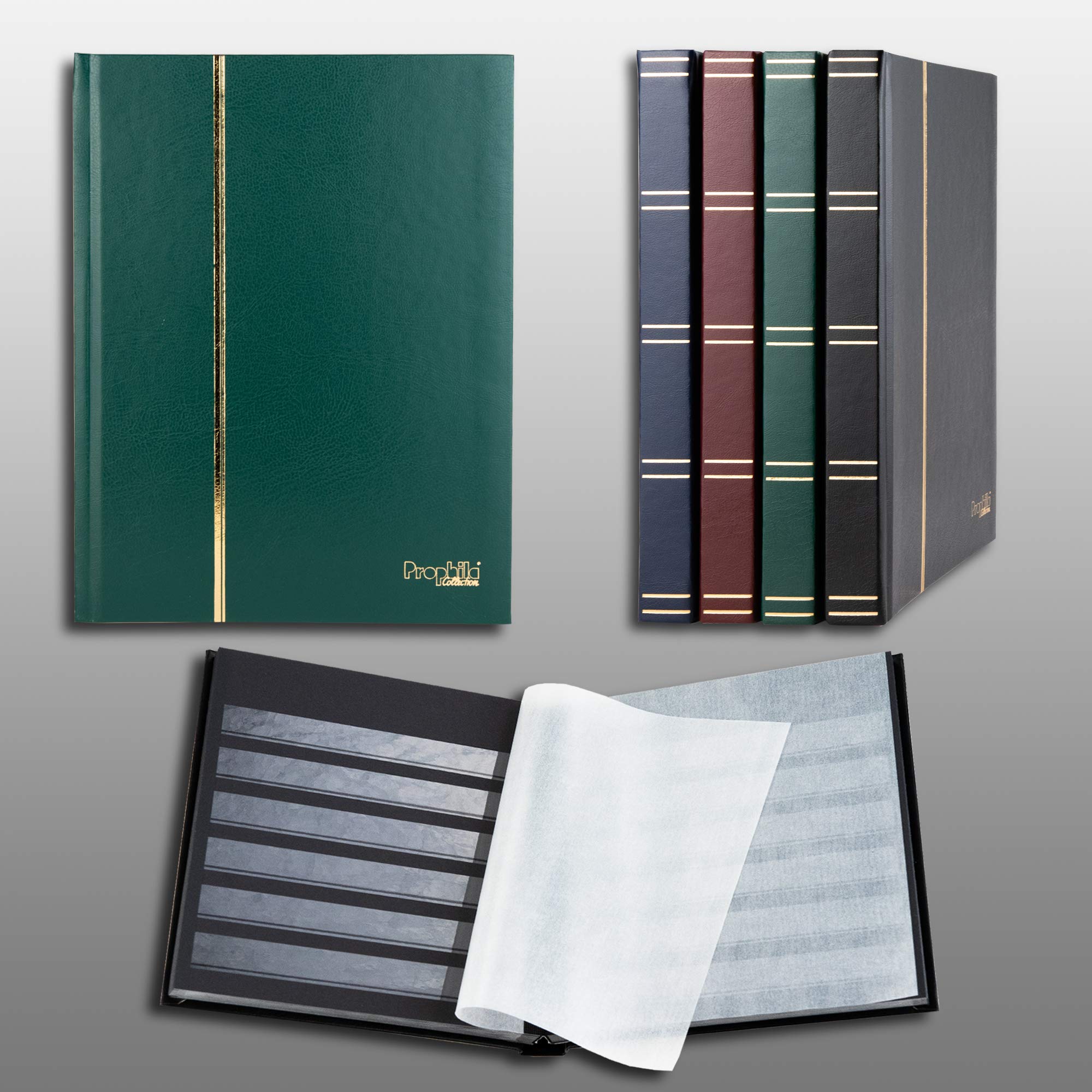 Prophila album pour timbres, 32 pages, intérieur noir (couv. vert)