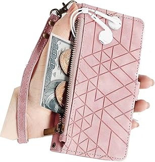 Nadoli - Funda para Samsung Galaxy A52 4G/5G/A52S con cierre y ranuras para tarjetas, correa de piel, a prueba de golpes, cartera tipo cartera, bolsillo geométrico, soporte magnético, color oro rosa