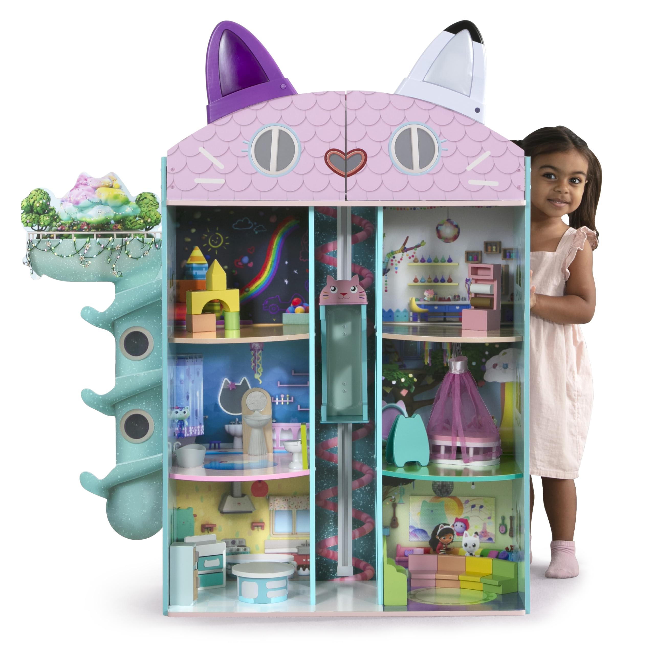 Gabby’s Dollhouse Purrfect Playhouse by Delta Children – Features Sounds & Light Up Ears - Includes 20 Accessories - Fits 8-inch Dolls - Pretend Play Dream Gift for Ages 3