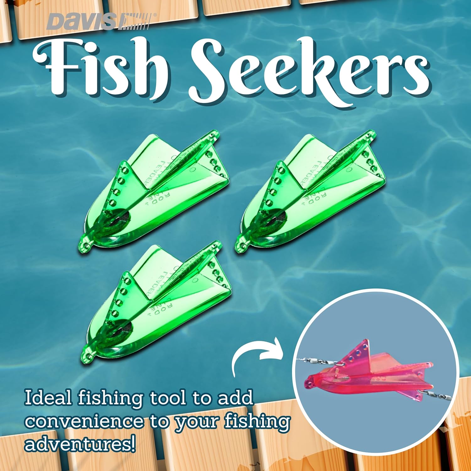 Davis Instruments Fish-Seeker Trolling Plane - (3 Pack) - Green Color