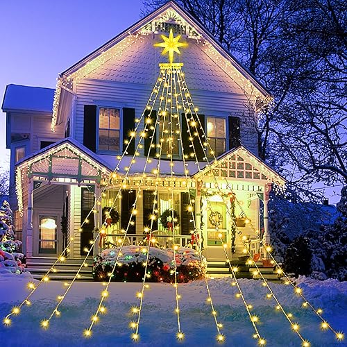 Miniatura 5 de QuList Guirnalda de luces de estrella para decoración de Navidad, 16.4 pies, 315 luces LED para árbol de Navidad 8 modos y resistente al agua, con
