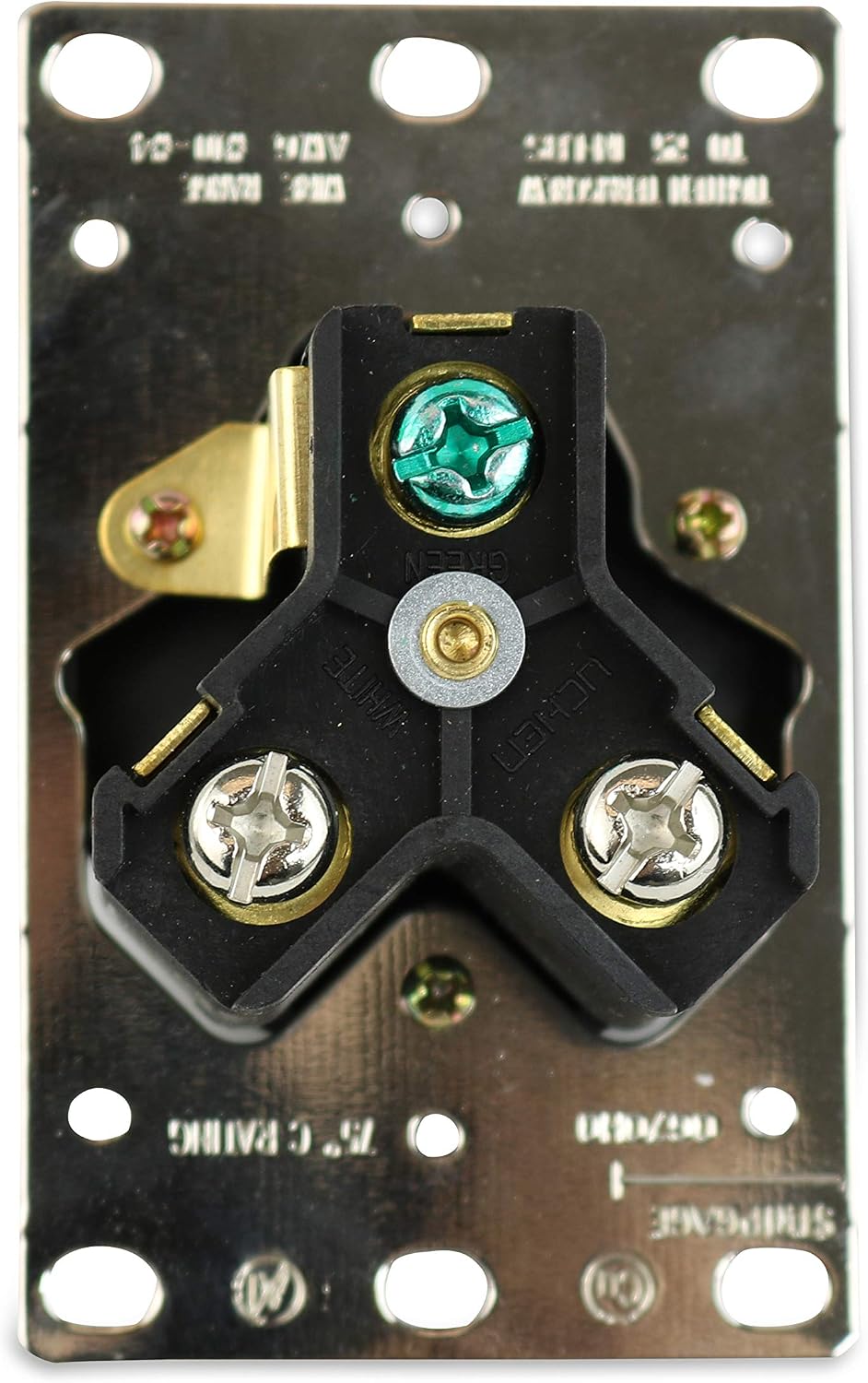 RV 30 Amp, 125 Volt, NEMA Tt-30R, 2P, 3W Power Receptacle Flush Mounting Receptacle, Straight Blade, Industrial Grade, Grounding, Side Wired, Steel Strap, Black (30-Amp)