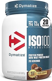 Dymatize ISO100 Whey Protein Powder Isolate, Gourmet Chocolate, 25g of P...
