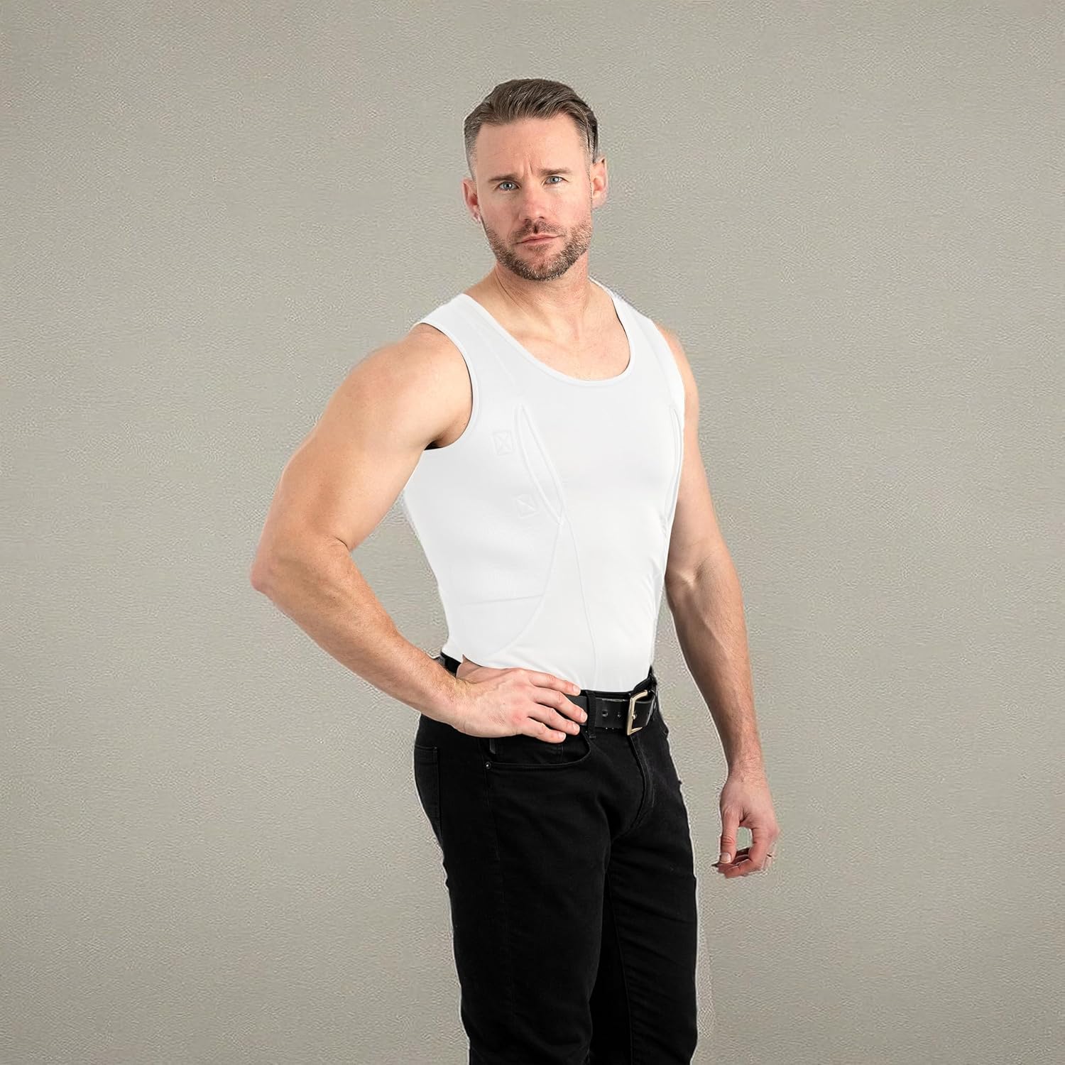 Concealed Carry Holster Tank Top | Secure Hook & Loop Pocket with Large Storage | Mens Tank Top - Image 8