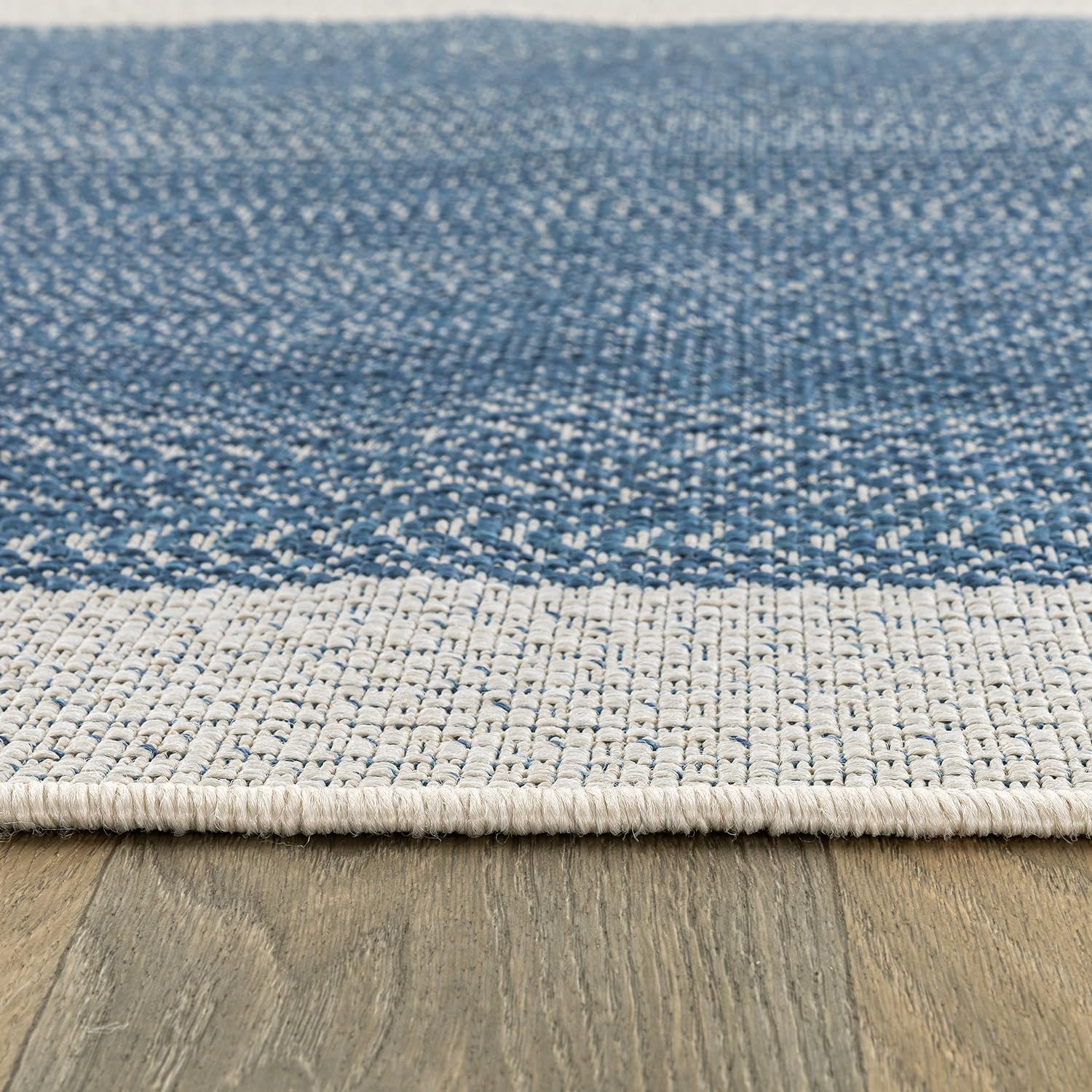 Rugshop Blue Braided Geometric Reversible Weather Resistant Indoor/Outdoor Area Rug, for Patio, Balcony and Living Room, 5' x 7'