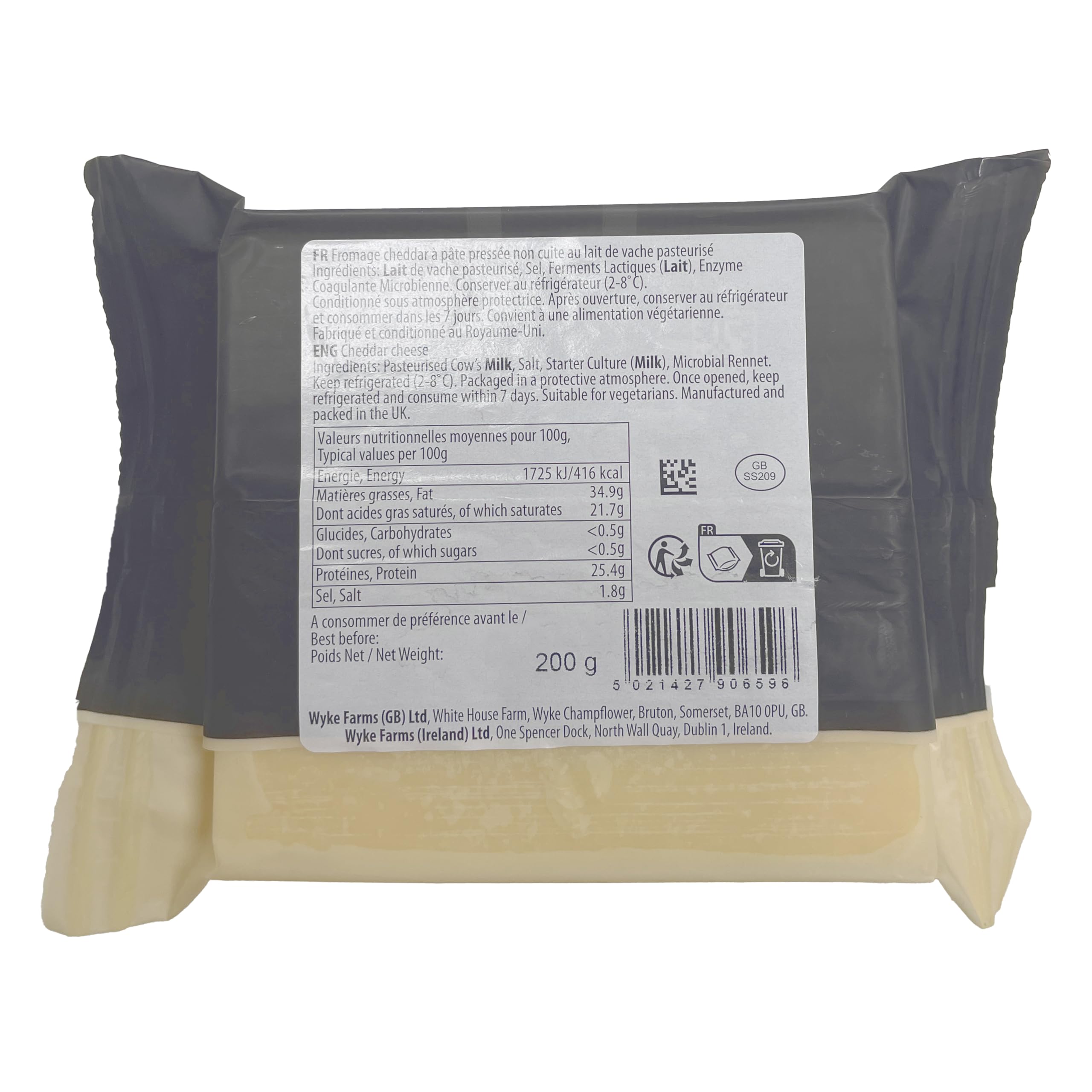 WYKE CHEDDAR-KÄSE Vintage Reserve 6x 200g Stück extra vintage cheddar cheese 15 Monate gereift englischer Hartkäse perfekt zu Käseplatten Pasta Burgern Fondue