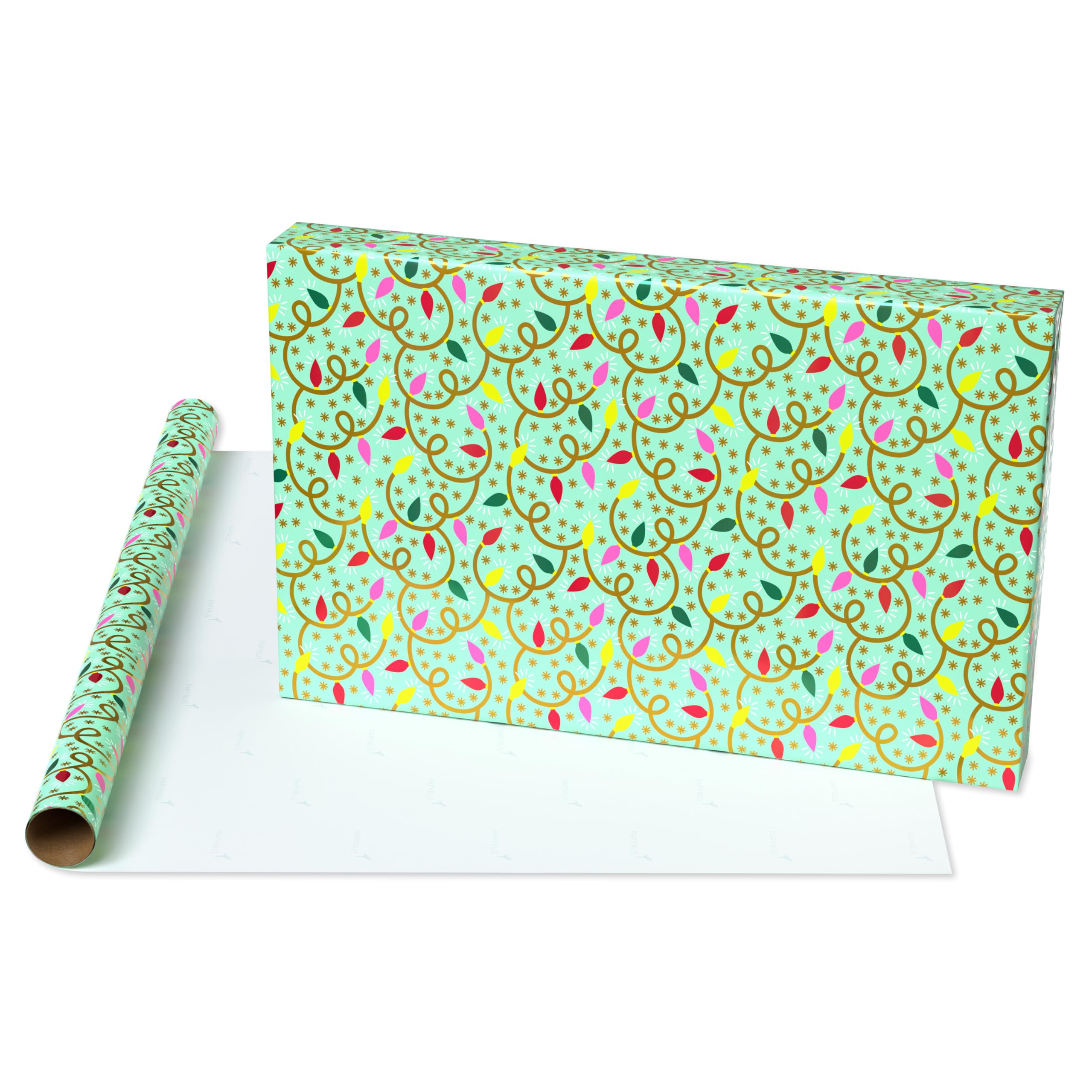 Papyrus Rouleaux de papier cadeau de Noël, feuilles persistantes célestes et étoiles (3 rouleaux, 2,5 m²)