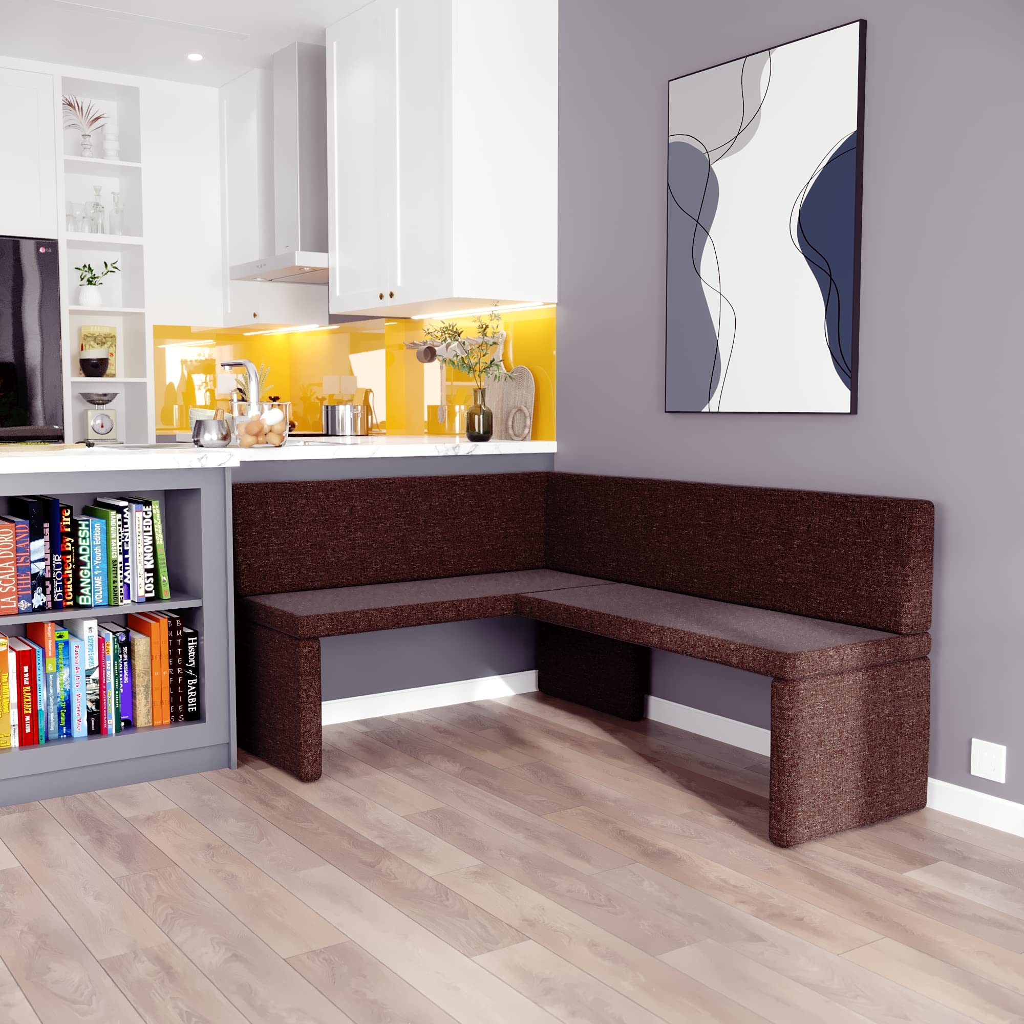 Eckbank Akiko Corner Bench - Eckbankgruppe für Ihrem Esszimmer, Küche modern, Sitzecke, Essecke. Perfekt für Küche, Büro und Rezeption. Solide und Starke Verarbeitung. (INARI 28, 196x142cm rechts)