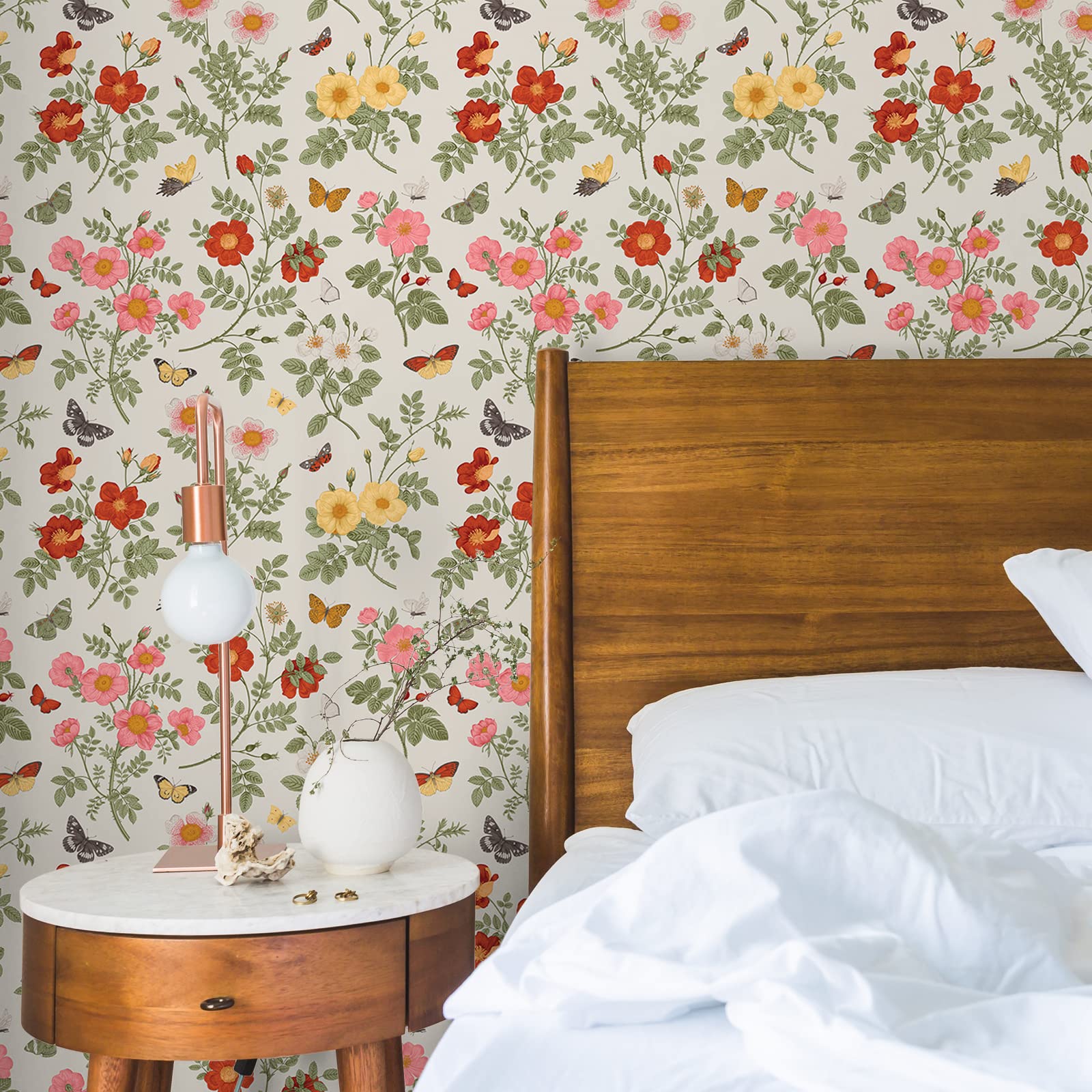VEELIKE Vintage Wilde Bloemen Bloemenbehang Paarse Blad Behang