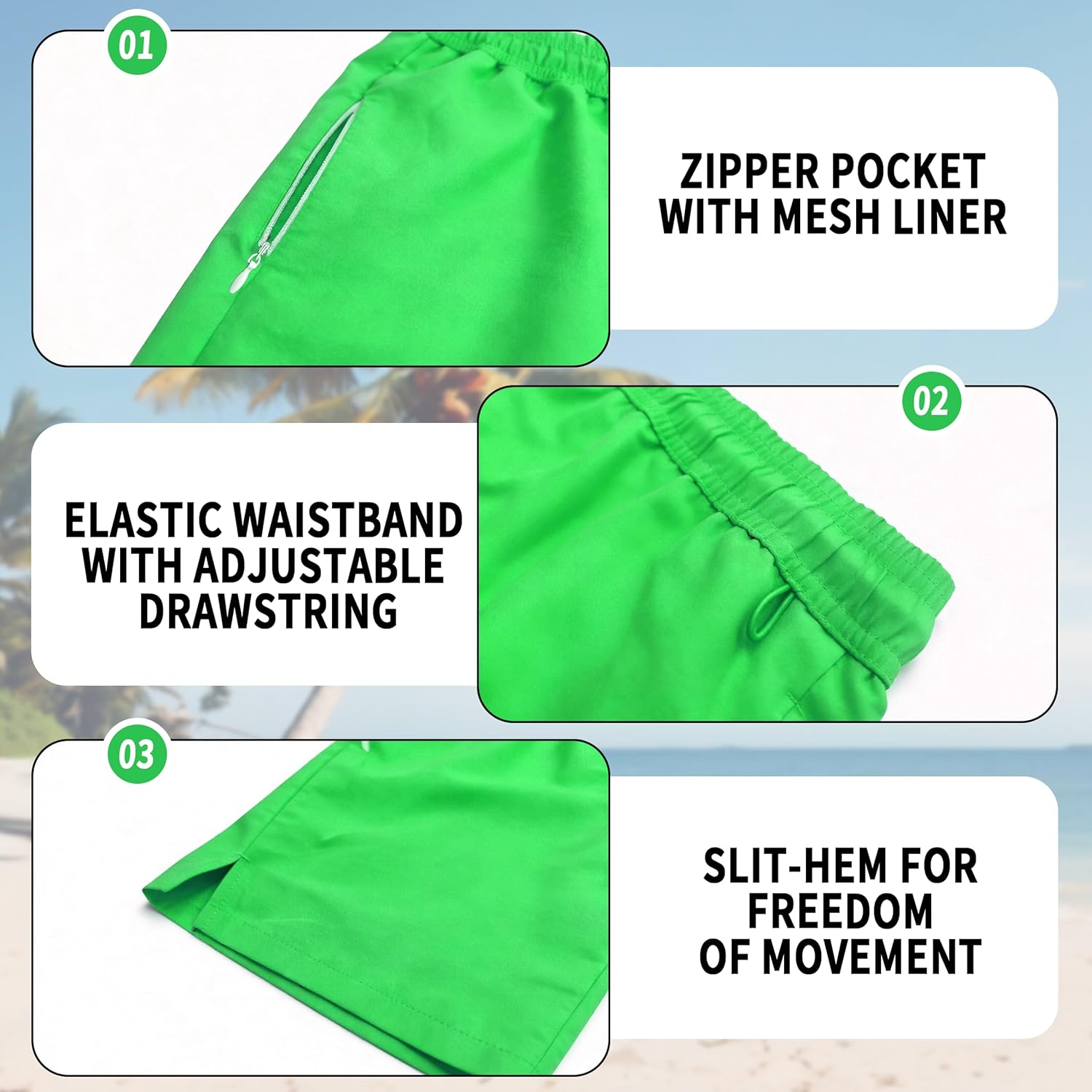 Color Changing Mens Swim Trunks with Compression Liner Quick-Dry Bathing Suit Zipper Pocket Board Short Swimwear