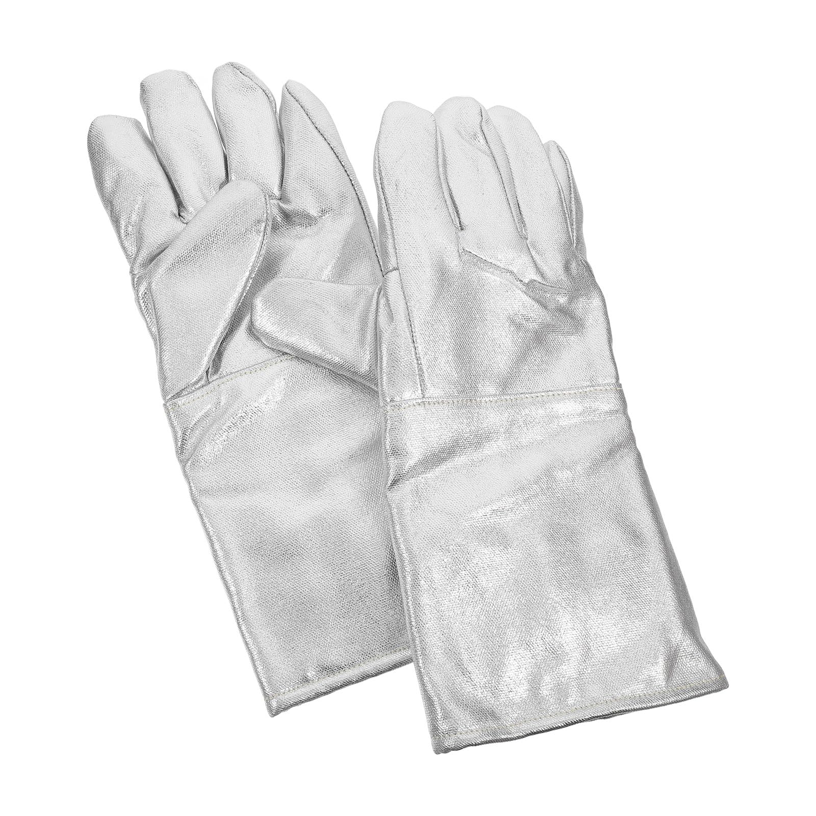 Guanti Resistenti al Calore da Lavoro in Foglio di Alluminio 2 Pezzi, Guanti Ignifughi Industriali per Saldatura e Cucina, Protezione Alta Temperatura per Saldatori e Barbecue
