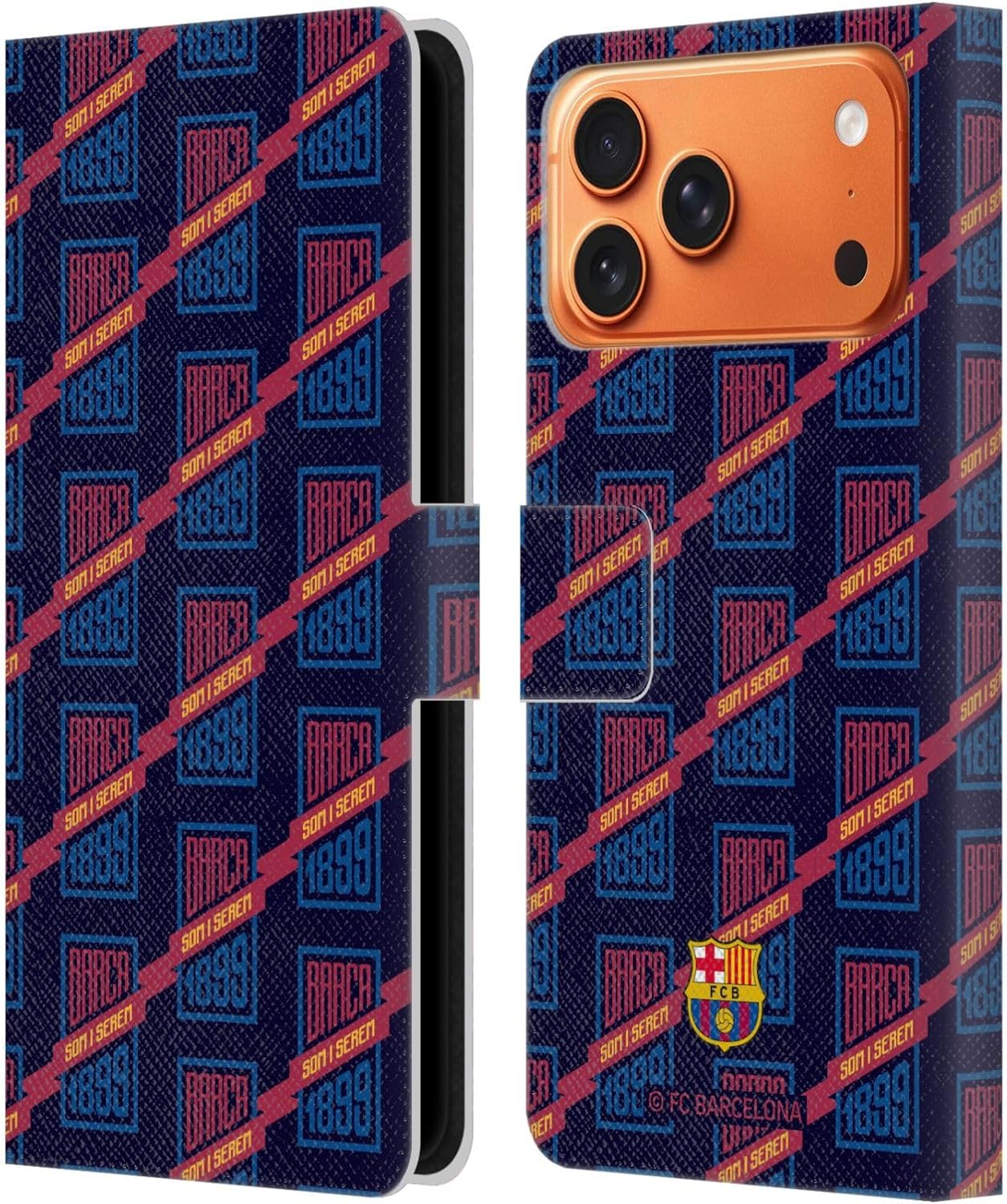 Head Case Designs Officially Licensed FC Barcelona Som I Serem Culé Leather Wallet Case Compatible with Apple iPhone 17 Pro Max