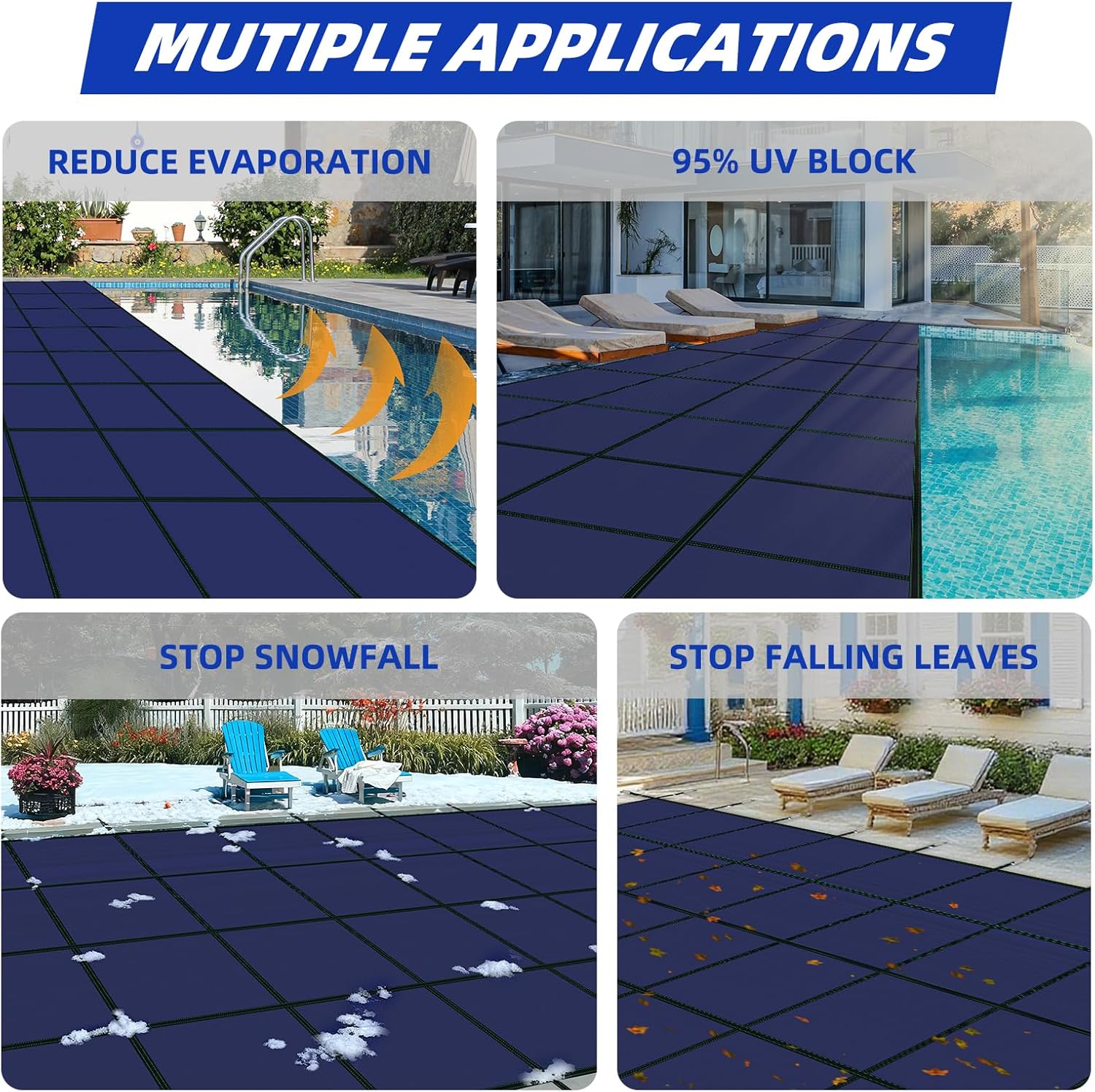 Buzzbazaar Rectangle Inground Pool Safety Cover – Durable, Reliable Protection with Easy Installation (Blue, 16'x40'Pool Size(Mid Step))