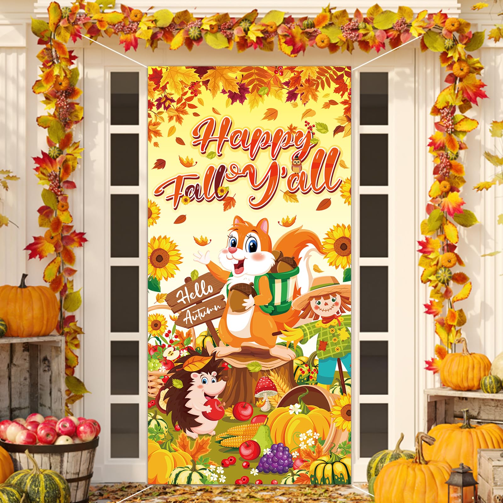 Amazon.com: HOWAF Happy Fall Y'all Door Cover - Fall Harvest Party