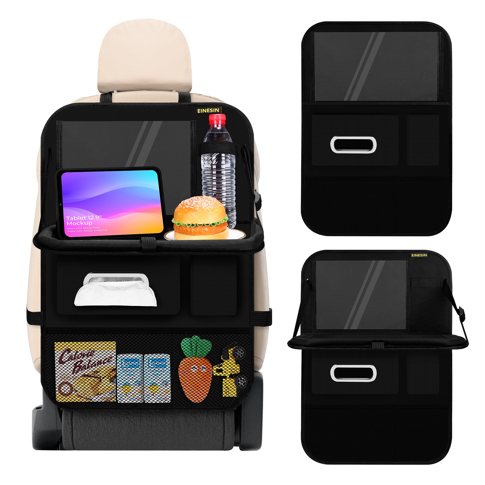Car Backseat Organizer with Foldable Table Tray and 7 Pockets 1 Pack