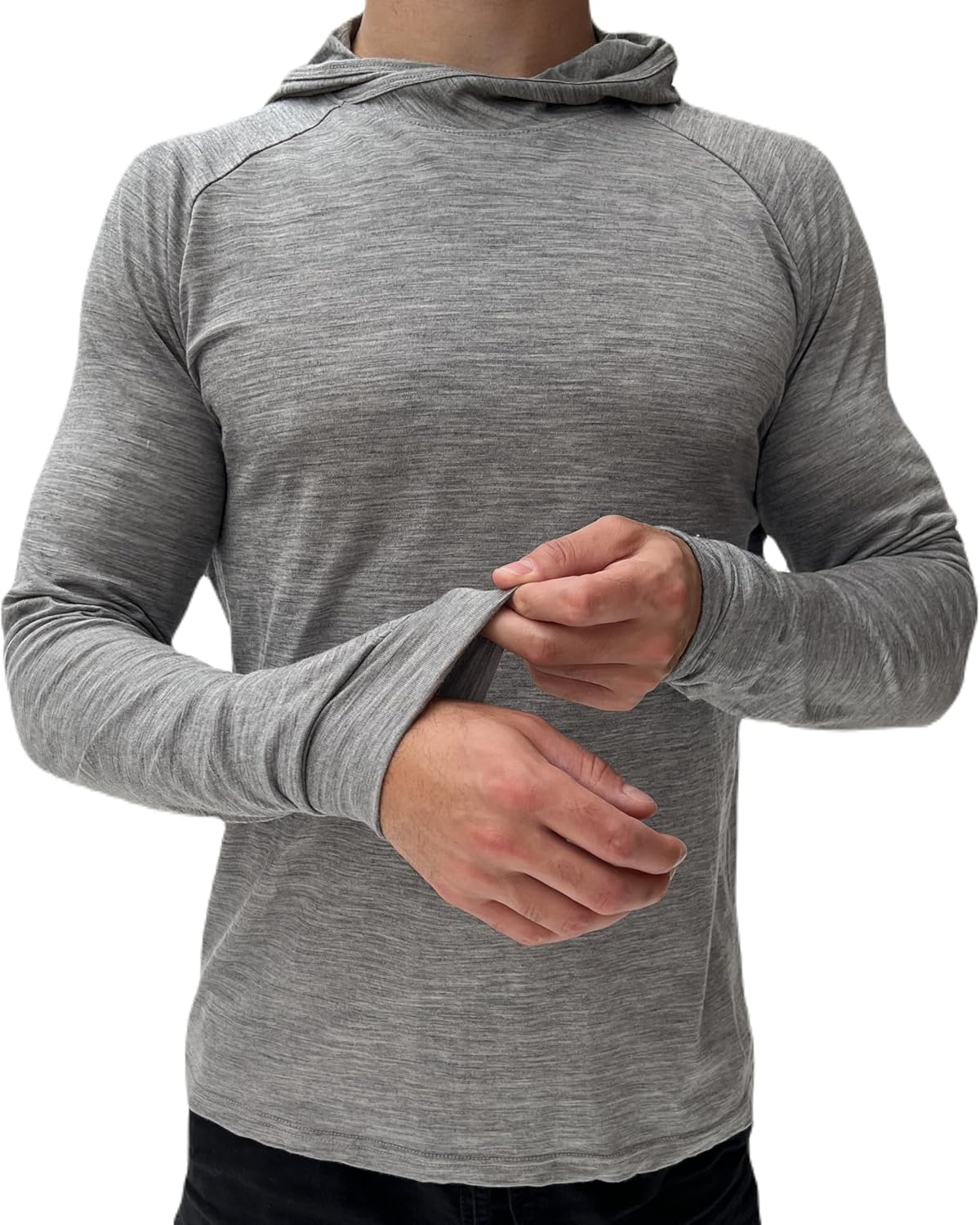 100% Merino Wool Shirt for Men with Hood – Lightweight & UV-Protective – Base Layer Mens