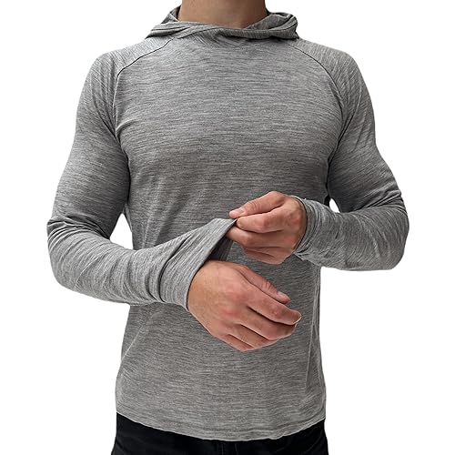 100% Merino Wool Shirt for Men with Hood – Lightweight