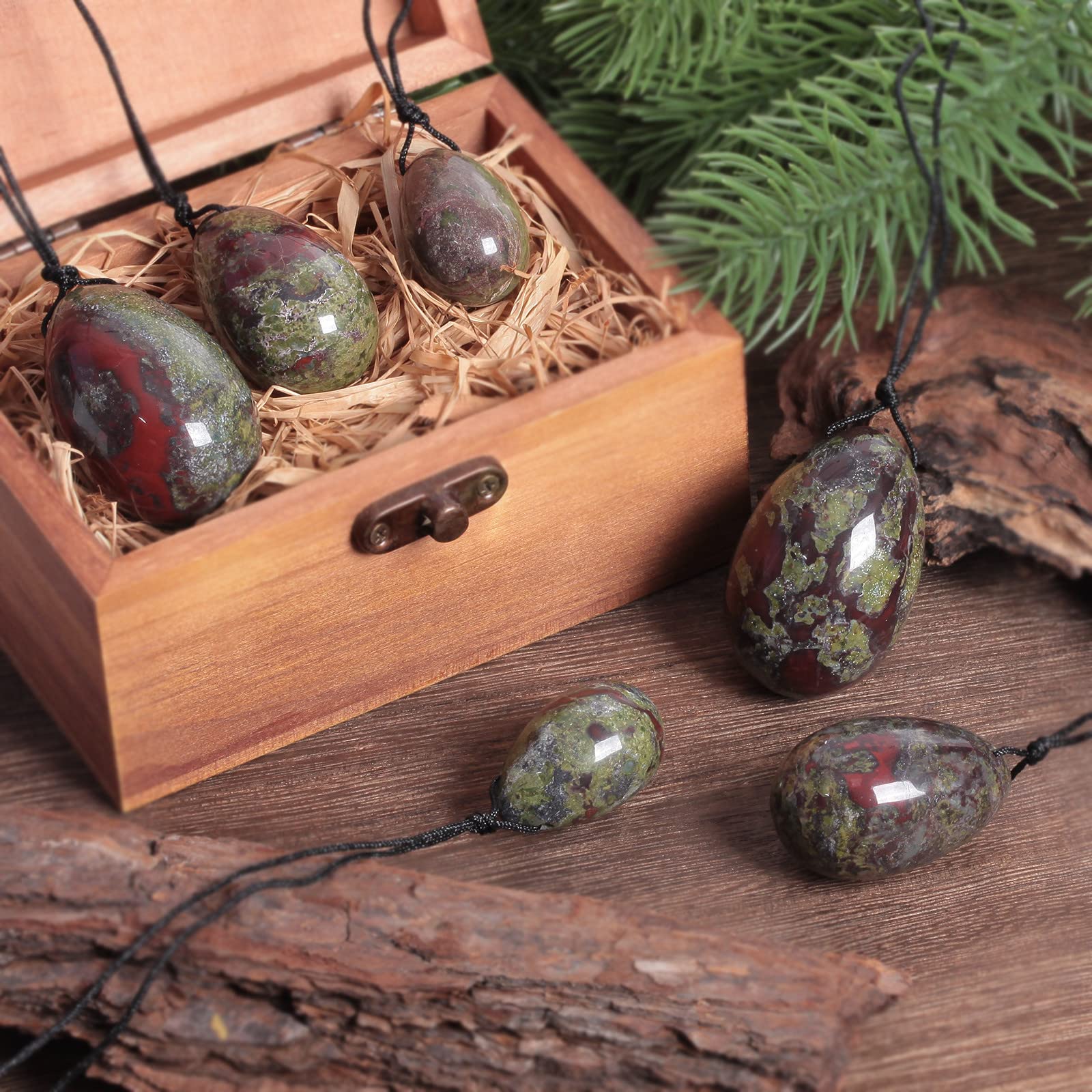 Nupuyai Dragon Blood Stone Crystal Stone Yoni Eggs Set of 3 - Image 3