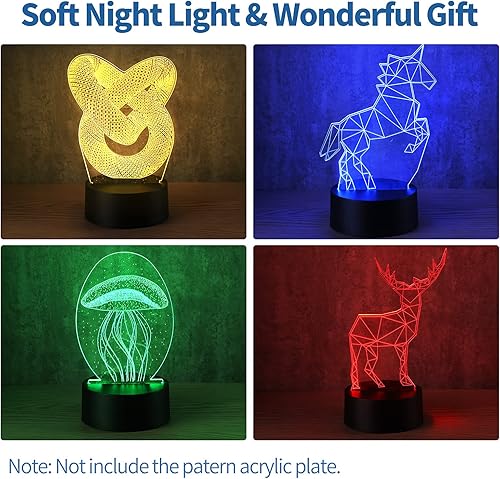 Miniatura 6 de Paquete de 35 bases de luz LED 3D de 16 colores, base de lámpara LED de acrílico LED con control remoto, cable USB, soporte de espectáculo para