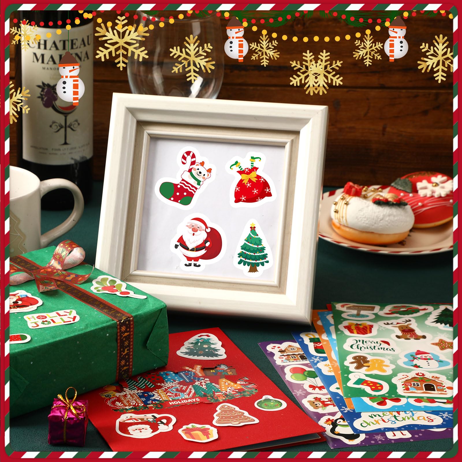 JULMELON 240 Assorted Cute Santa Snowman Tree Holiday Stickers - Image 4