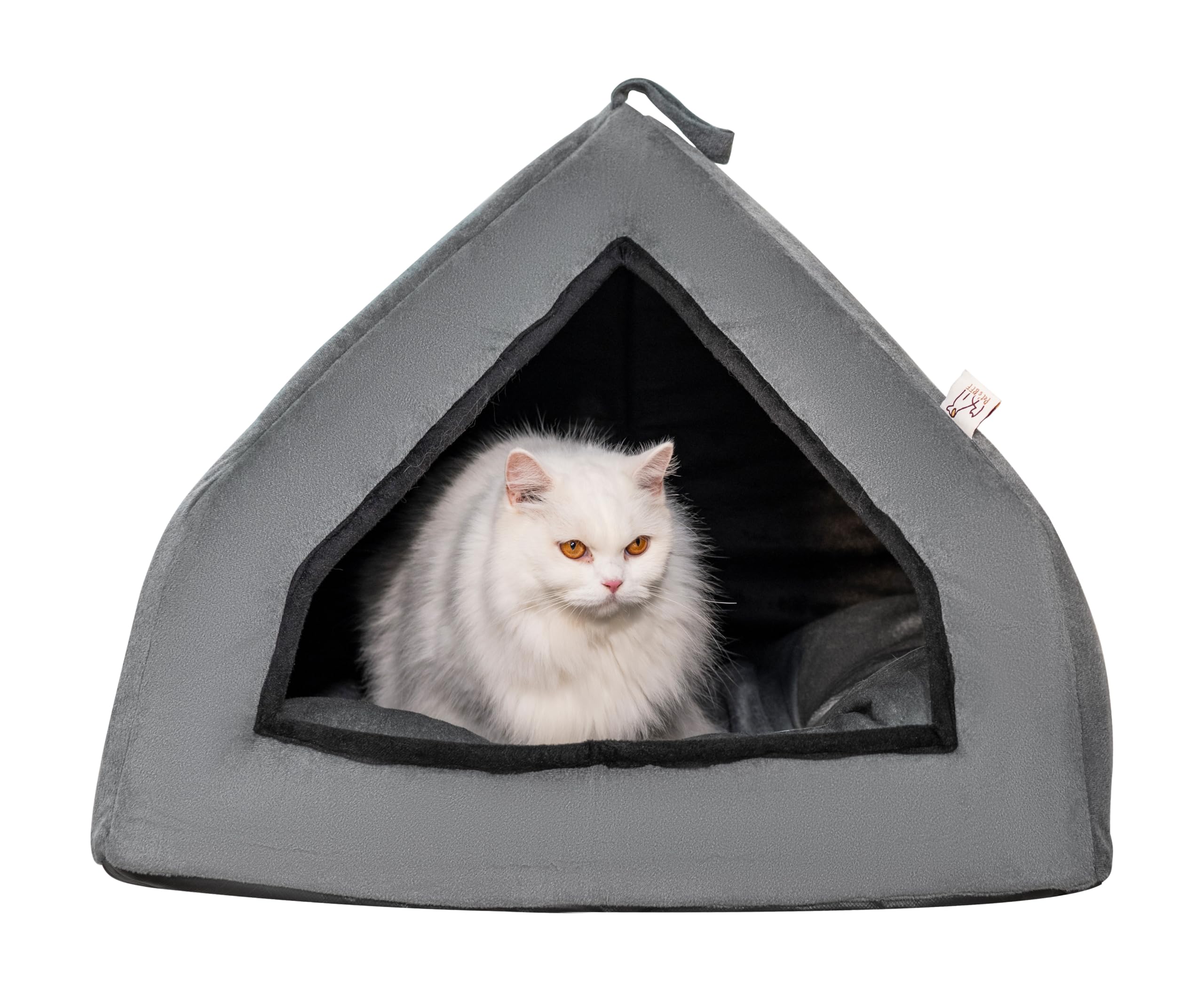 Pets BFF Triangle Cat House with Removable Cushion, Indoor Dog House for Puppy, Kitten, Rabbit Bed Cave Tent Nest, Portable, Foldable, Light Weight | Ultra Soft Flannel Fabric | Grey + Black (B0CRV789JV) Amazon Price History, Amazon Price Tracker