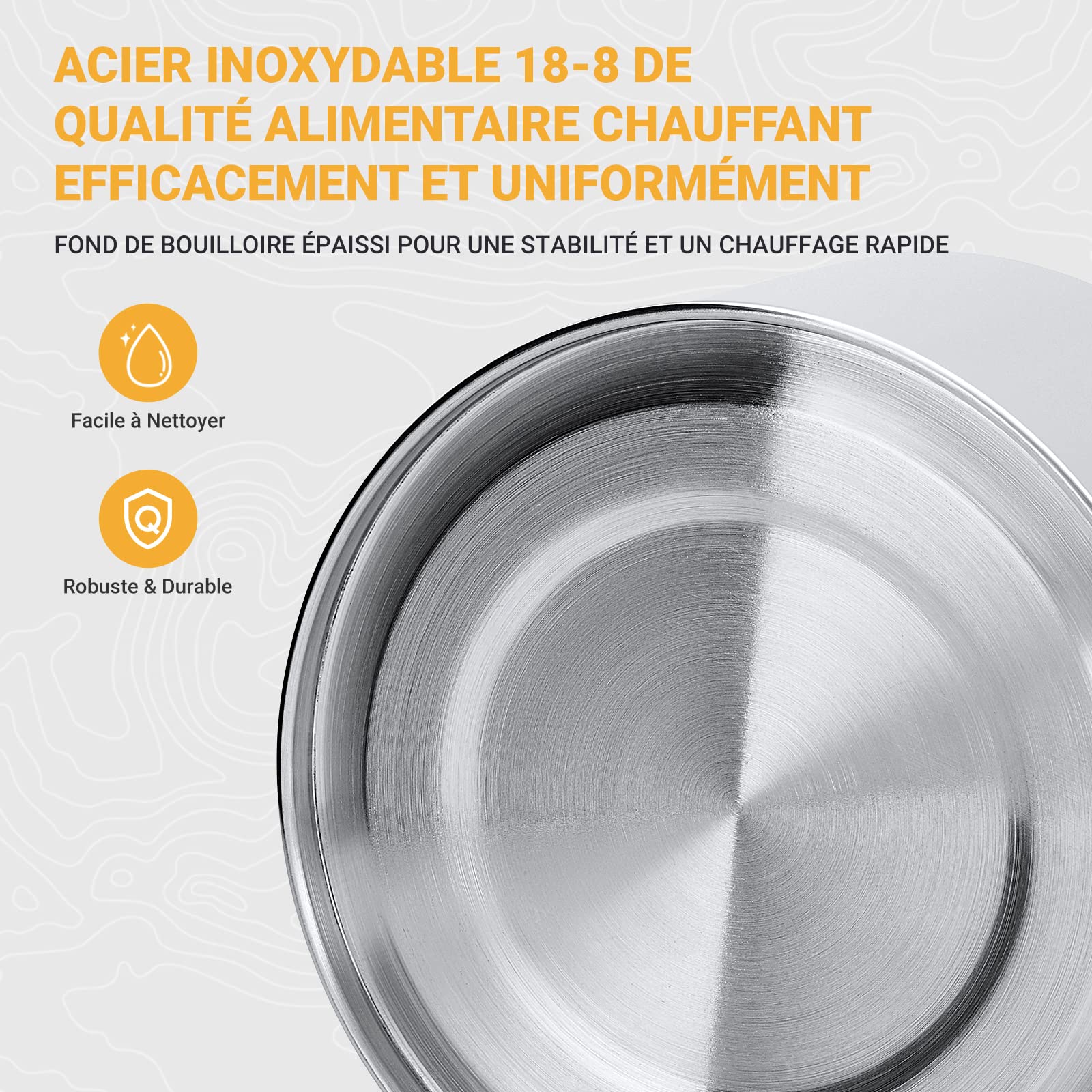 KingCamp Bouilloire de Camping Ultra-légère 1.2L Bouilloire Gaz Portable en Acier Inoxydable Alimentaire avec Manche en Bambou & Fuite de Thé Théières pour Camping Randonnée Pique-Nique Cuisine