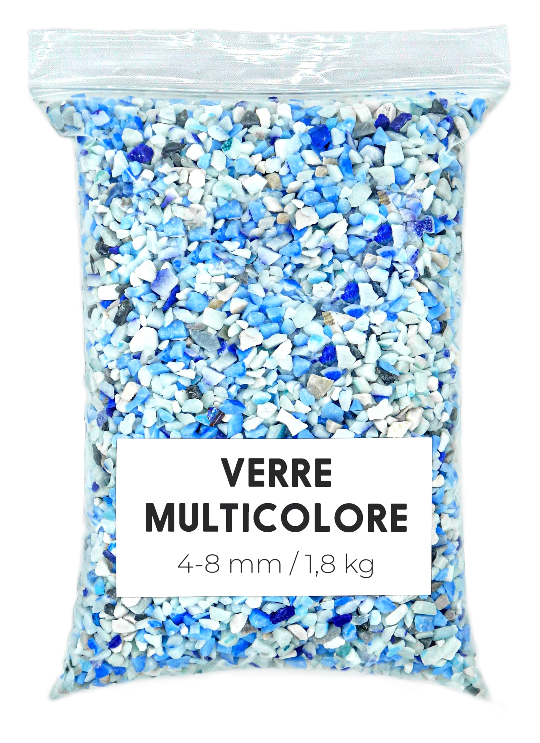 Verre Pilé Multicolore 1,8 kg - Vitres Pilé - Verre Brise - Vitres Brise - Cristaux Pilé - Cristaux Écrasé pour Artisanat (4-8 mm) (Multicolore)