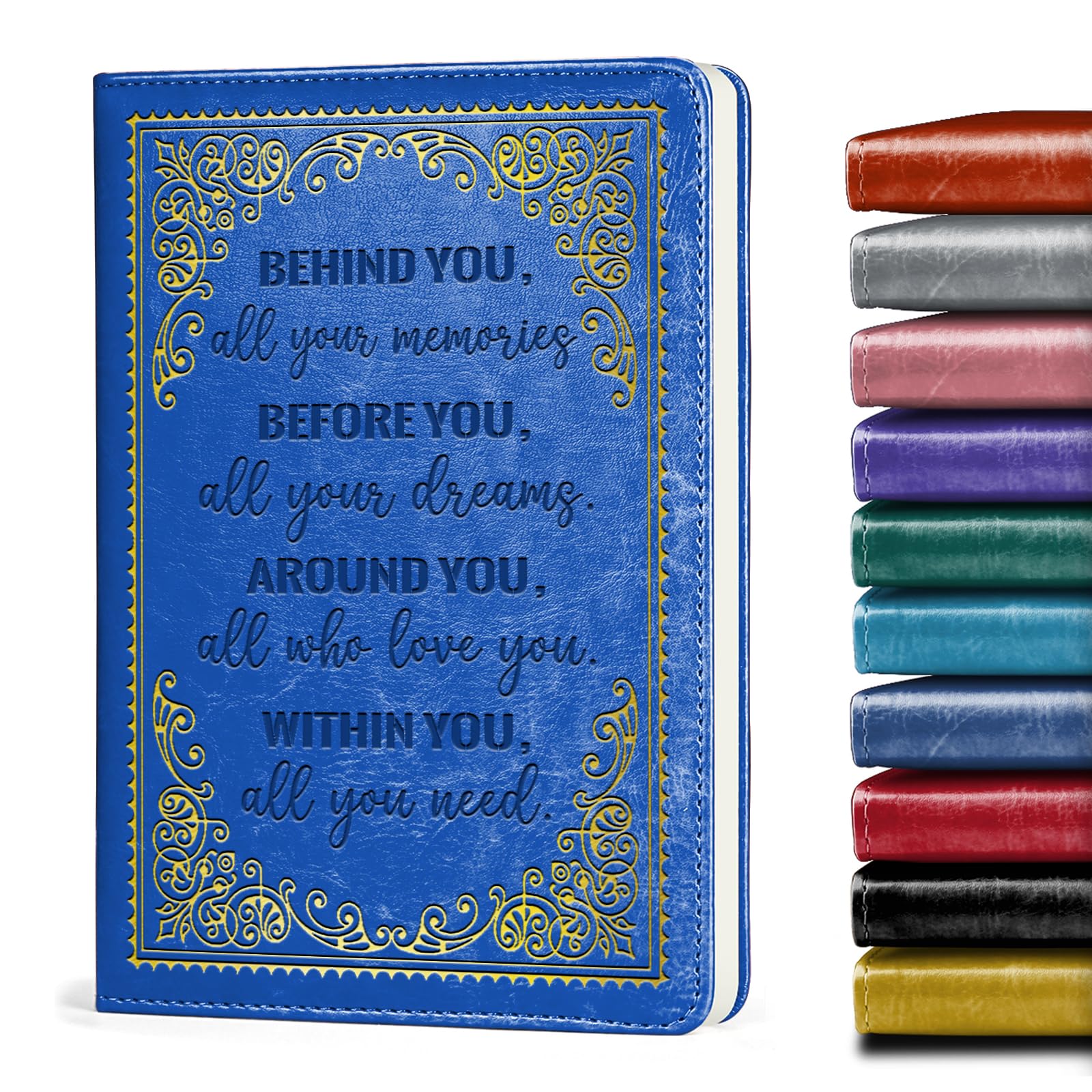 WHLBHG Encouragement Gift Inspirational Leather Journal Appreciate Gift Graduation Lined Journal Notebook Behind You, All Your Memories Notebook,1