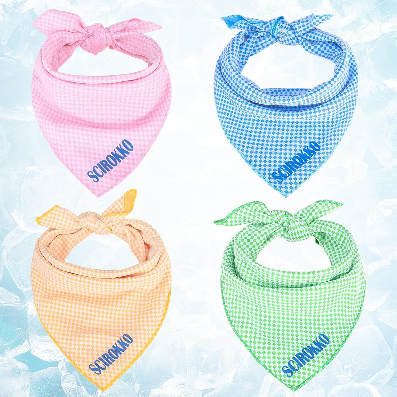 SCIROKKO Dog Instant Cooling Bandana - 4 Pack Chill Out Scarf Ice Towel Pet Wrap Kerchief Accessories for Dogs Cats in Summer