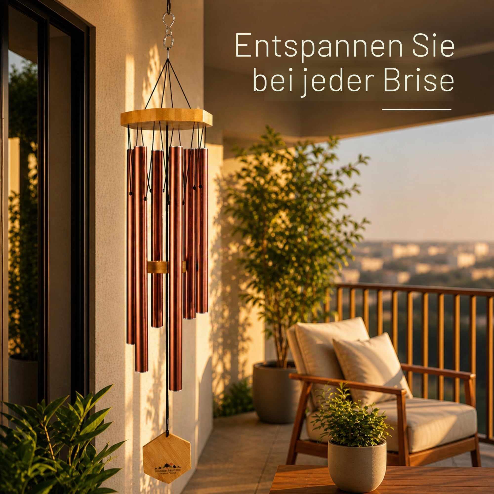 Windspiel für Menschen, die ihre Nachbarn mögen, beruhigende melodische Töne und solide konstruiertes Bambus/Aluminium-Glocke, Veranda, Garten oder Hinterhof.