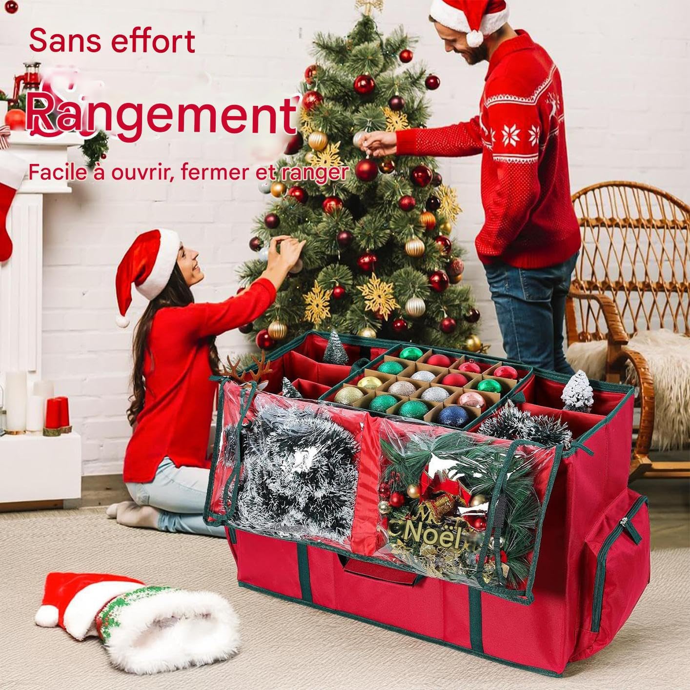 Contenitore Natalizio Organizer Decorativo Con Tasche Multiple