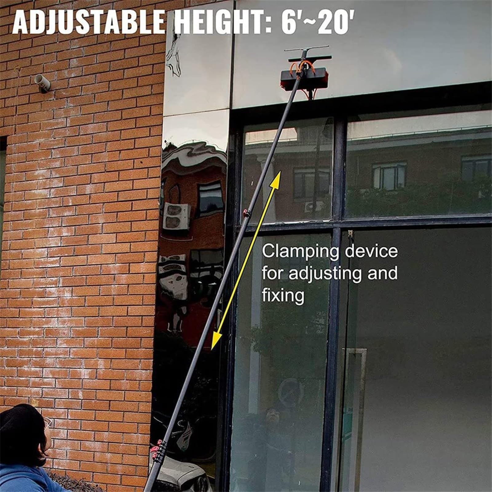 Teles - Cepillo de limpieza de ventanas con suministro de agua, sistema de limpieza de paneles solares, kit de lavado de ventanas extensible para limpieza brillante