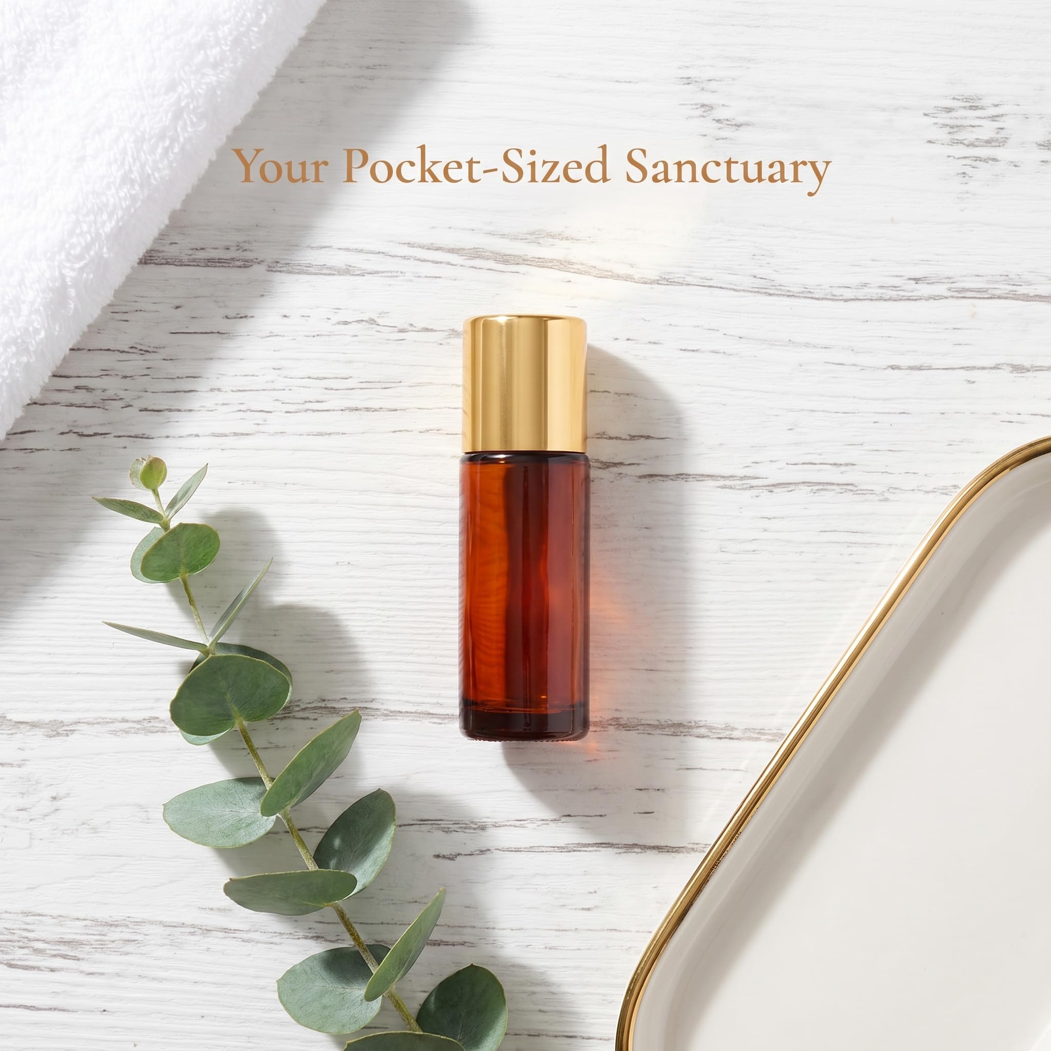 Botellas de bola rodante de cuarzo rosa para aceites esenciales, paquete de 2 botellas vacías de vidrio ámbar recargables de 50 ml con bola rodante de cristal para aceite de ricino, equipadas con un