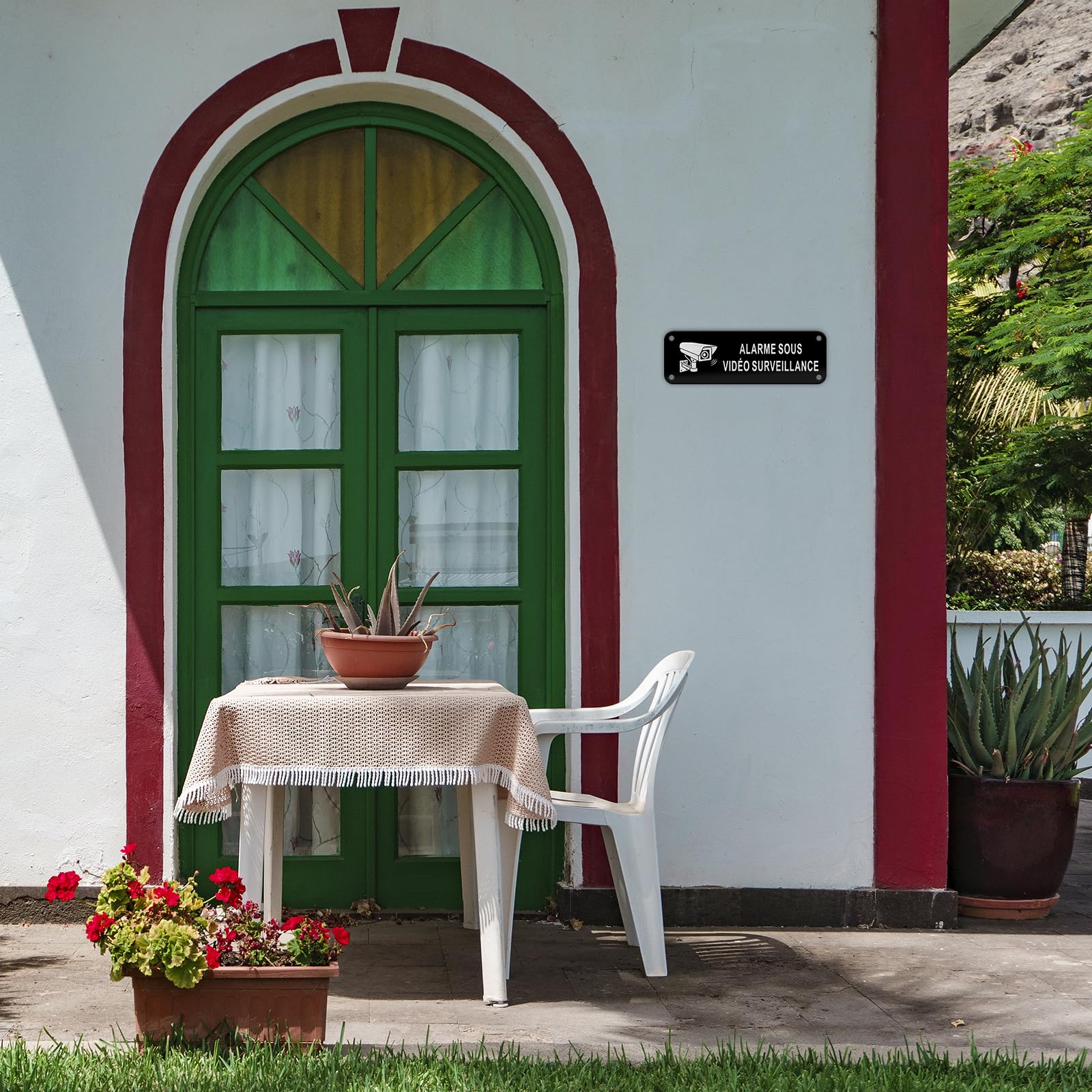 Plaque Vidéo Surveillance Ronde 60mm Effet Acier