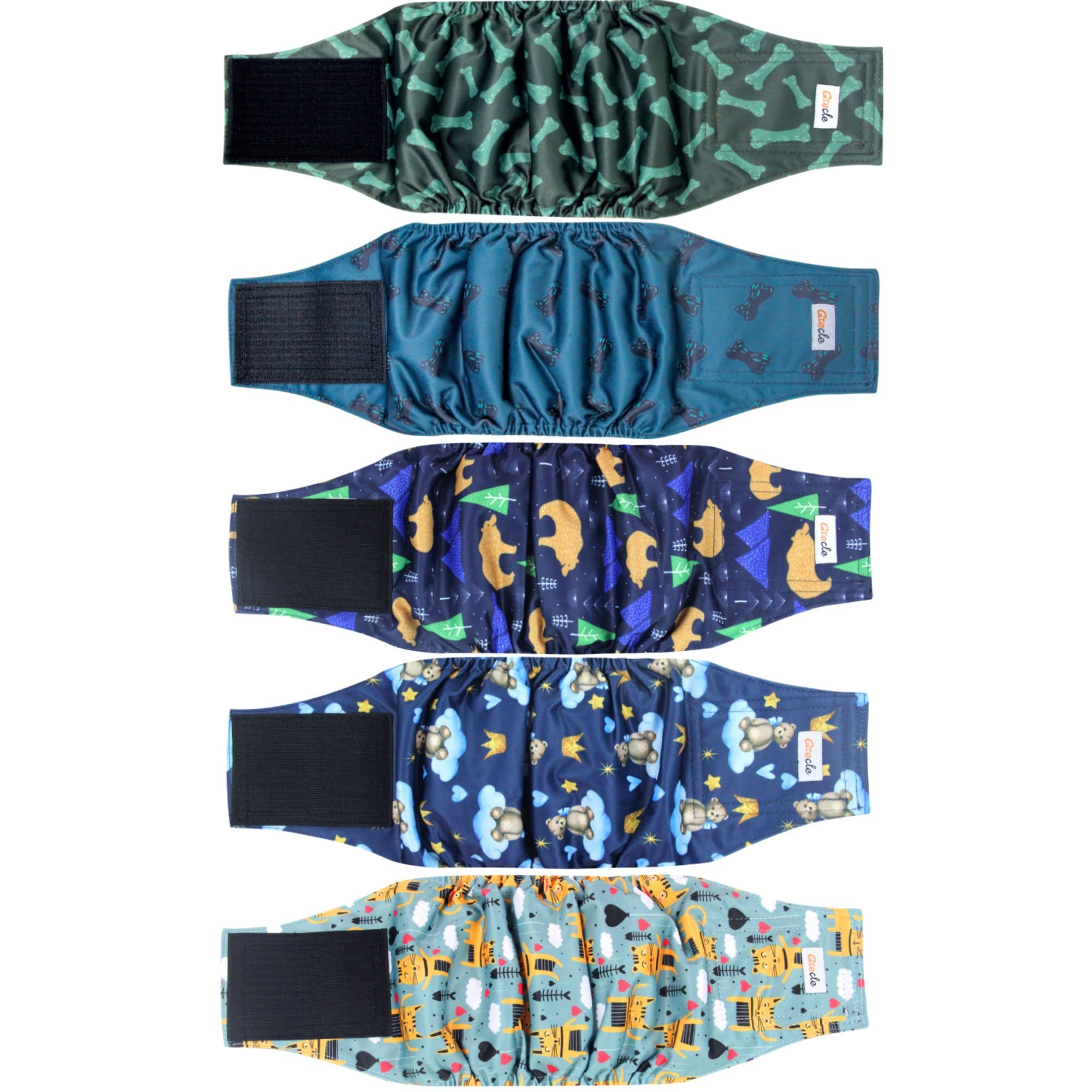 5 Pack Dog Diapers Male, Premium Belly Bands for Dogs, High Absorbing Male Dog Pee Wraps for Doggie in Incontinence or Excitable Urination and