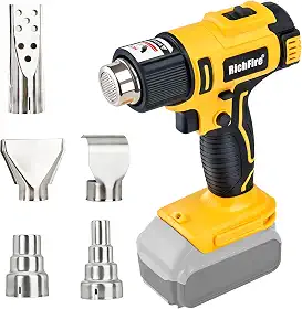 Pistola De Ar Quente Sem Fio, 350 W, 572 ℉-1022 ℉ (300 ℃-550 ℃), Aquecimento Rápido, Para Bateria Dewalt 20 V, 5 Bicos Dobrar Tubos, Encolher Pvc, Remover Tinta (Apenas Ferramenta, Bateria)