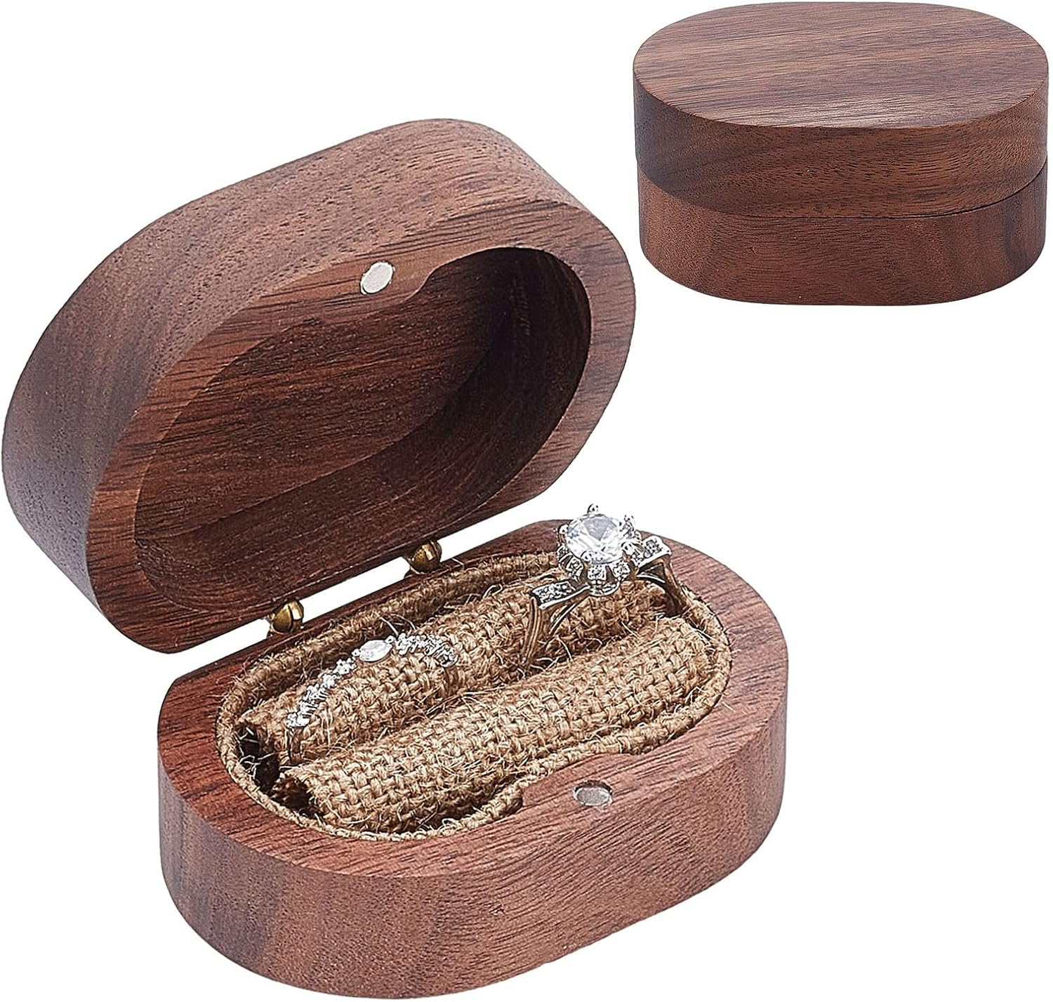PH PandaHall Rustic Wedding Ring Box, Wooden Engagement