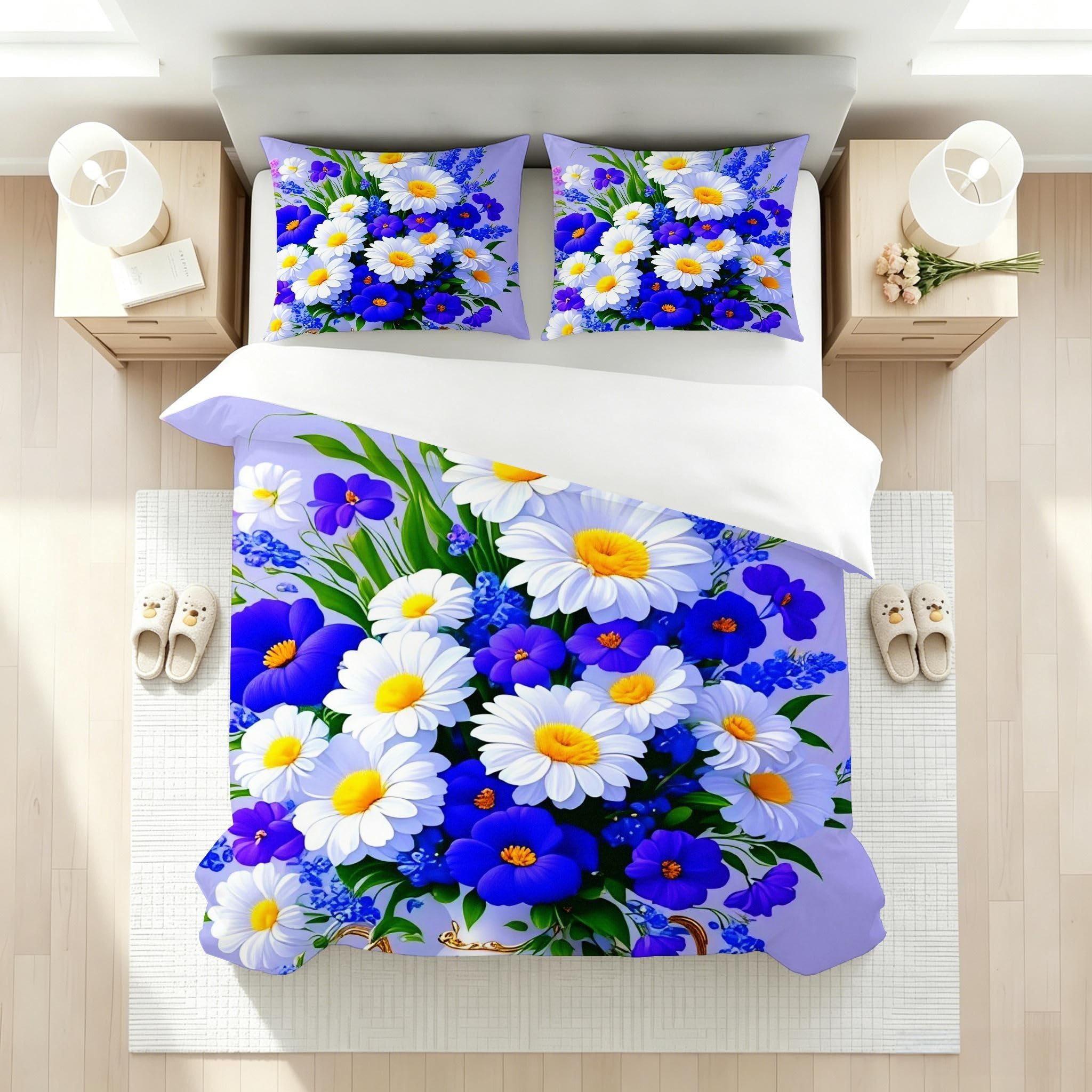 Copripiumino Matrimoniale Fiori Viola 260x240, ZW570 | Traspiranti Durevoli Microfibra, per Tutta la Famiglia, Matrimoniale, per Tutte le Stagioni, con 2 Federe 50x80 cm
