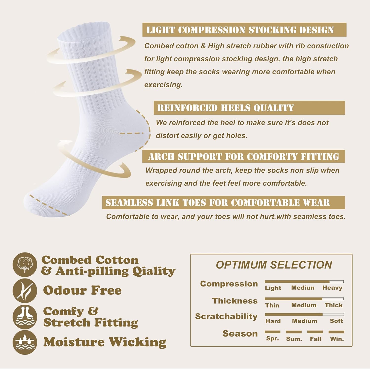 MAGIARTE Womens Athletic Cotton Crew Socks Moisture Wicking Breathable Sports Casual Socks for Women 3/5-PACK - Image 3