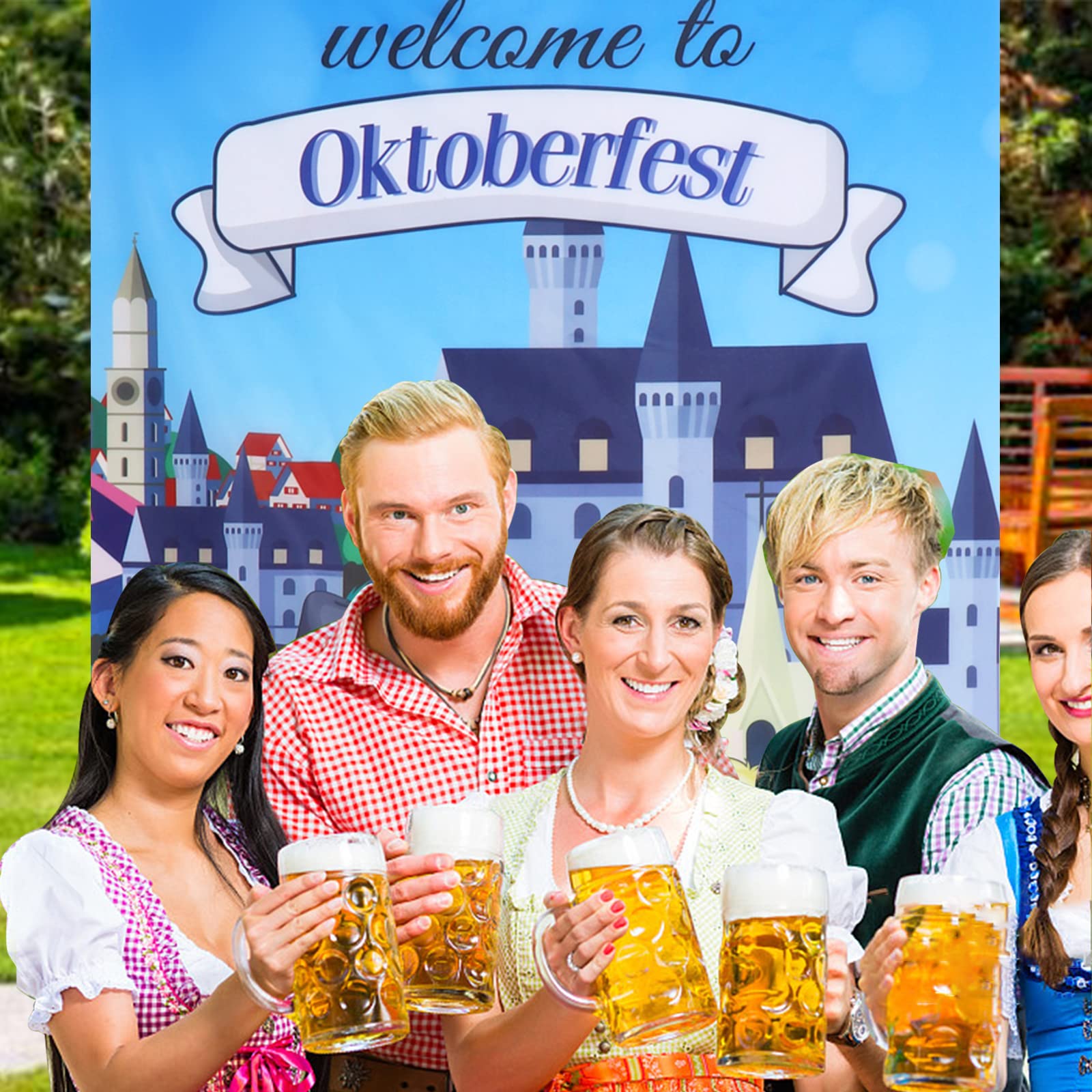Oktoberfest Türabdeckung / Fotohintergrund – 180 X 90 Cm, Aus Polyester, Mit Aufhängebefestigung