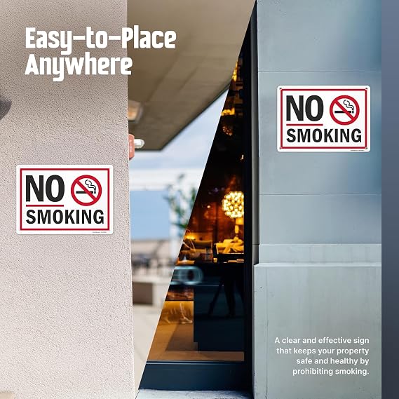 SmartSign No Smoking Sign with Symbol, 10 x 14 inch Screen Printed, 40 mil Laminated Rustproof Aluminum Metal for Indoor, Outdoor, Made in USA