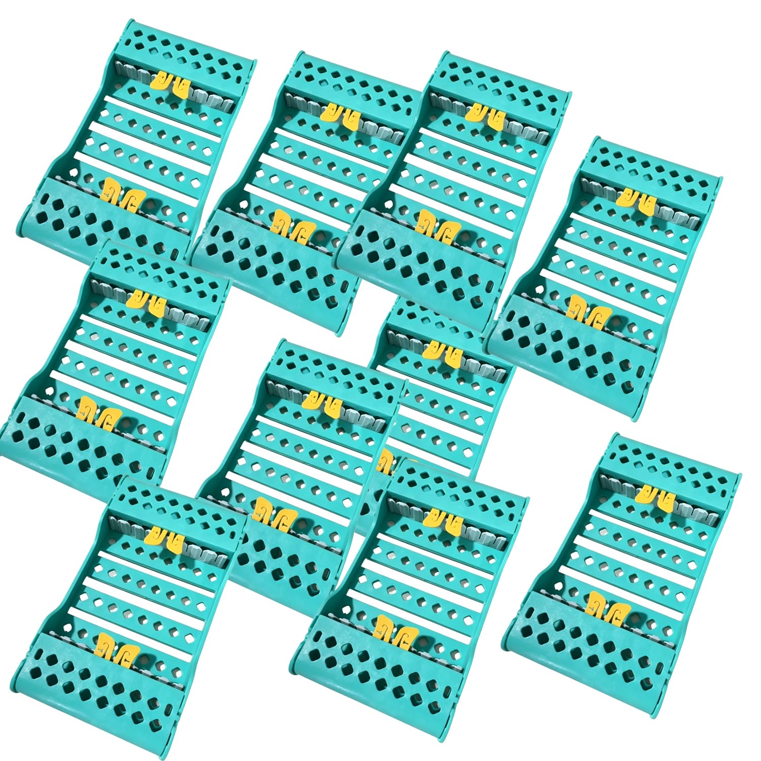10 Pack Dental Instruments Sterilization Box Cassette for 8 Instruments 7.95" X 4.49"X 1.06" Dental Instruments Organizer Plastic Sterilization Tray Racks Box