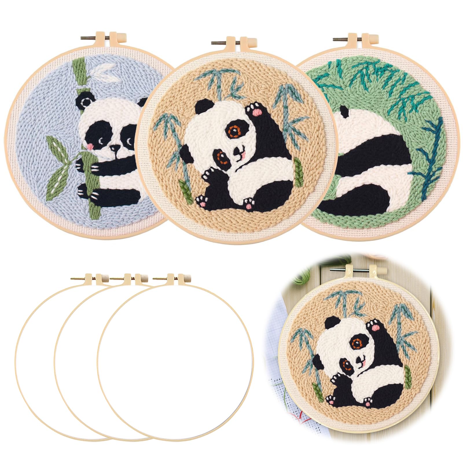 Kompletny zestaw do Punch Needle Panda 3 szt. DIY
