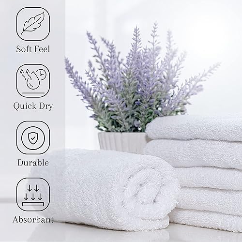 Miniatura 3 de GOLD TEXTILES Juego de 480 paños blancos de alta calidad, 13 x 13 pulgadas, ultra suaves, altamente absorbentes, paños de algodón para tu cuerpo,